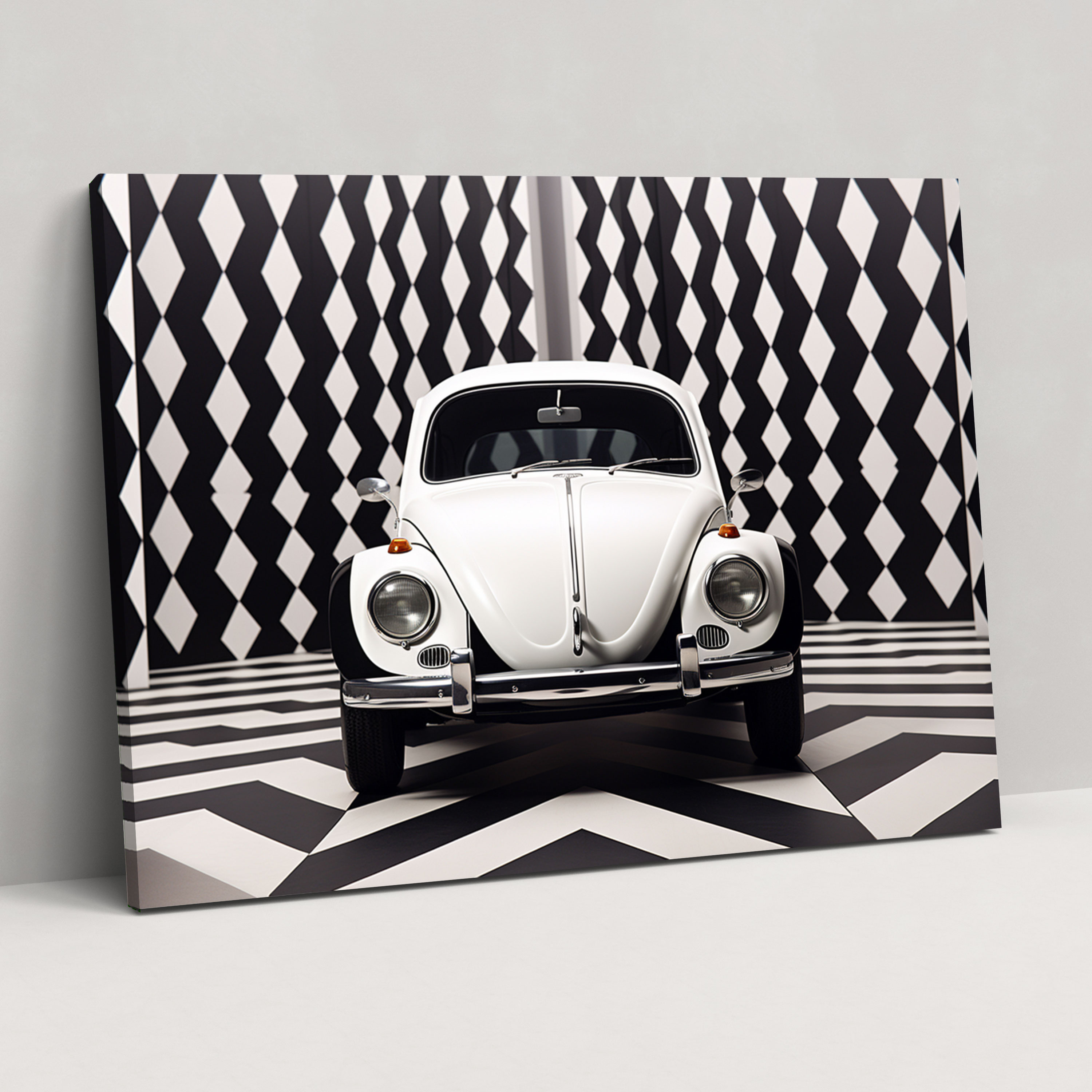 Geometric Volkswagen Beetle Canvas Print - Volkswagen Beetle, Wall Art, Volkswagen Beetle, Home Decoration
