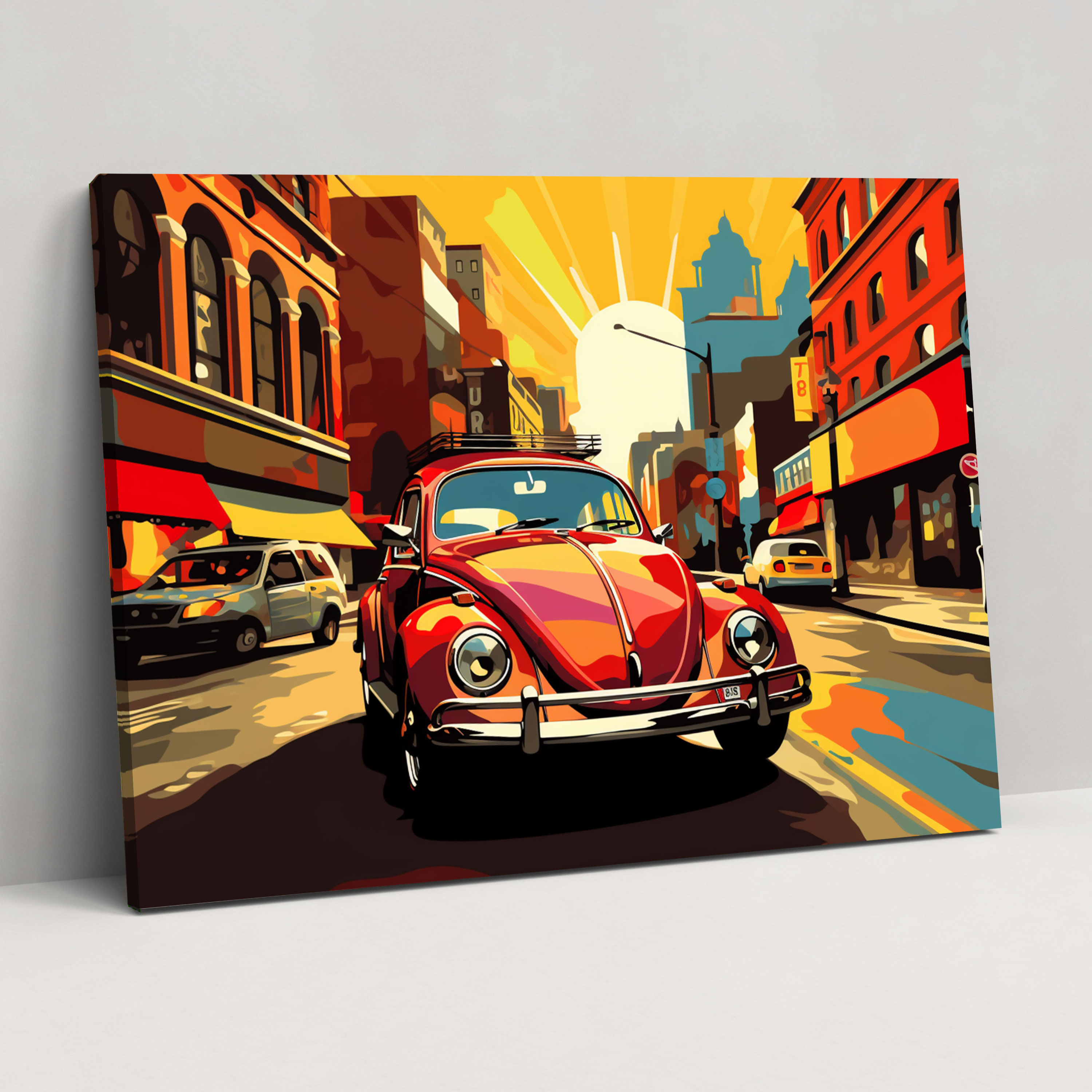 Volkswagen Beetle Canvas Print - Volkswagen Beetle, Retro Pop Art, Wall Decoration, Volkswagen Beetle