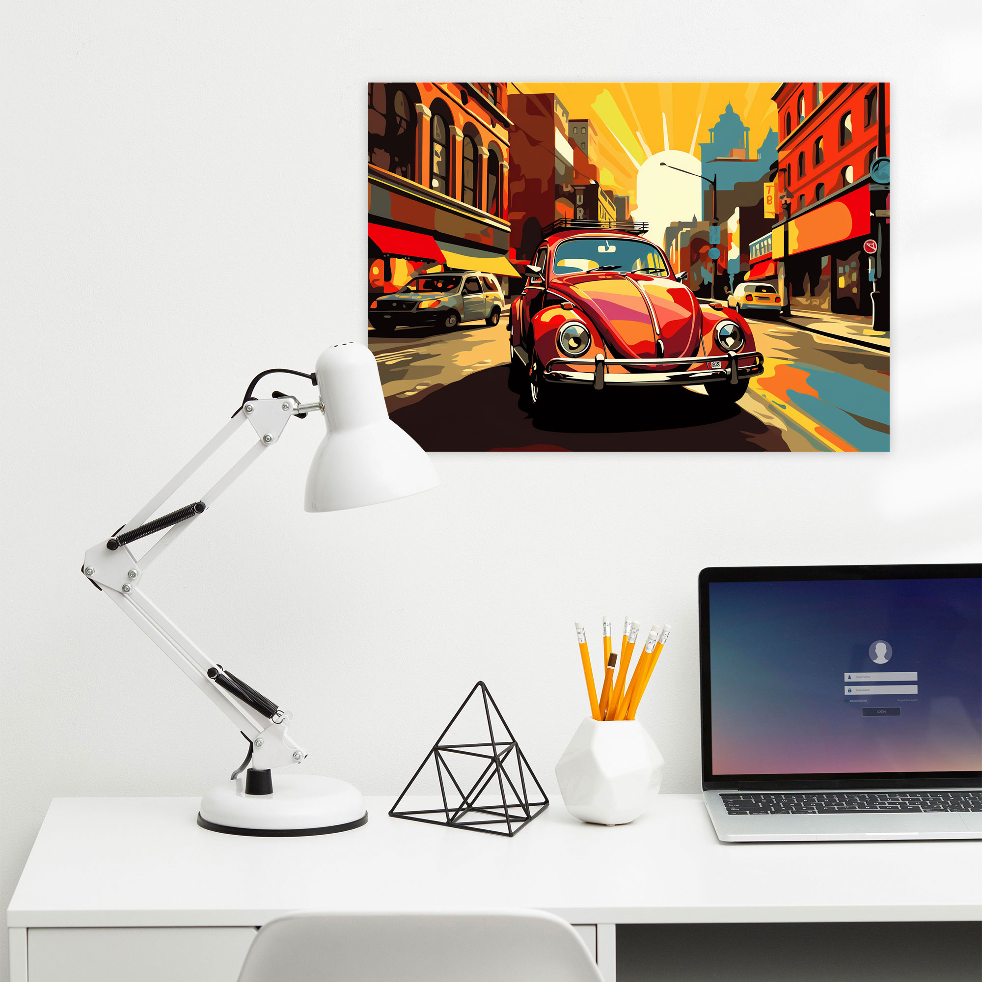 Volkswagen Beetle Canvas Print - Volkswagen Beetle, Retro Pop Art, Wall Decoration, Volkswagen Beetle