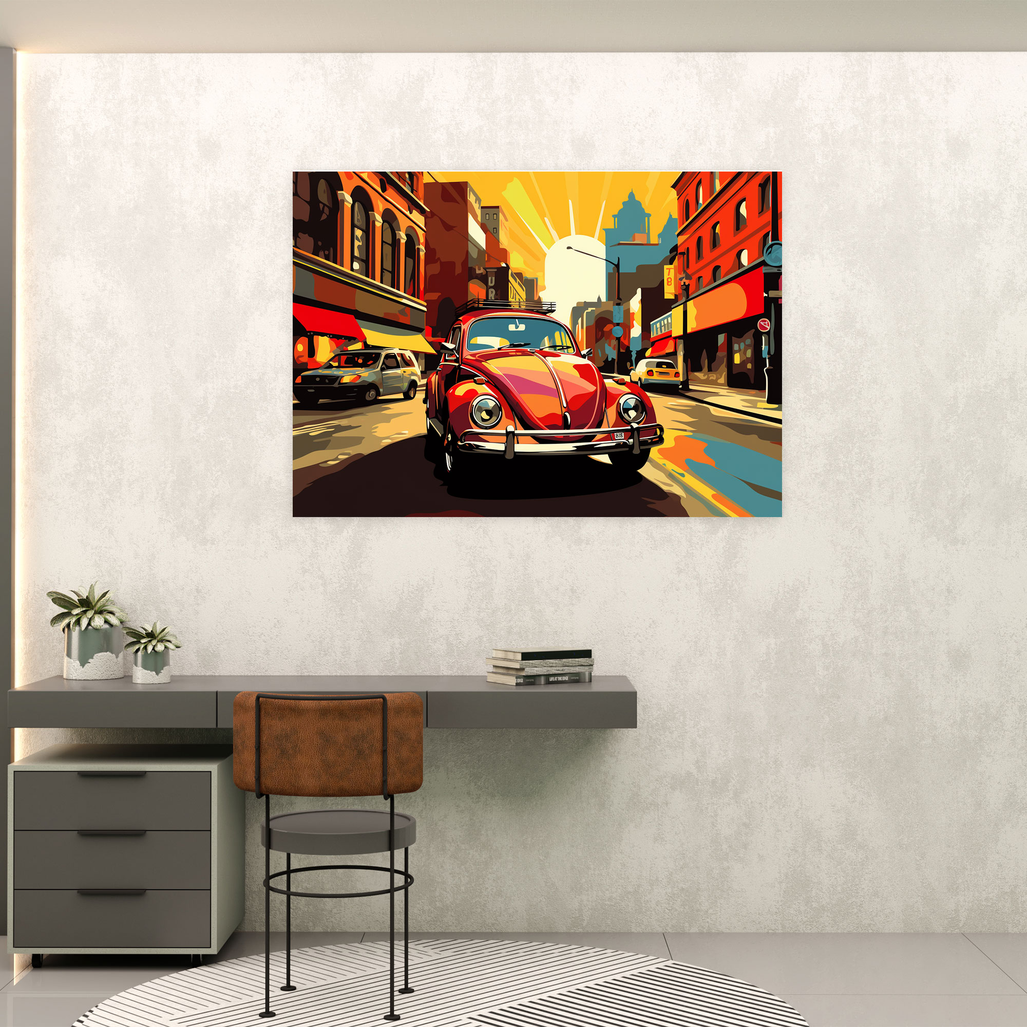 Volkswagen Beetle Canvas Print - Volkswagen Beetle, Retro Pop Art, Wall Decoration, Volkswagen Beetle