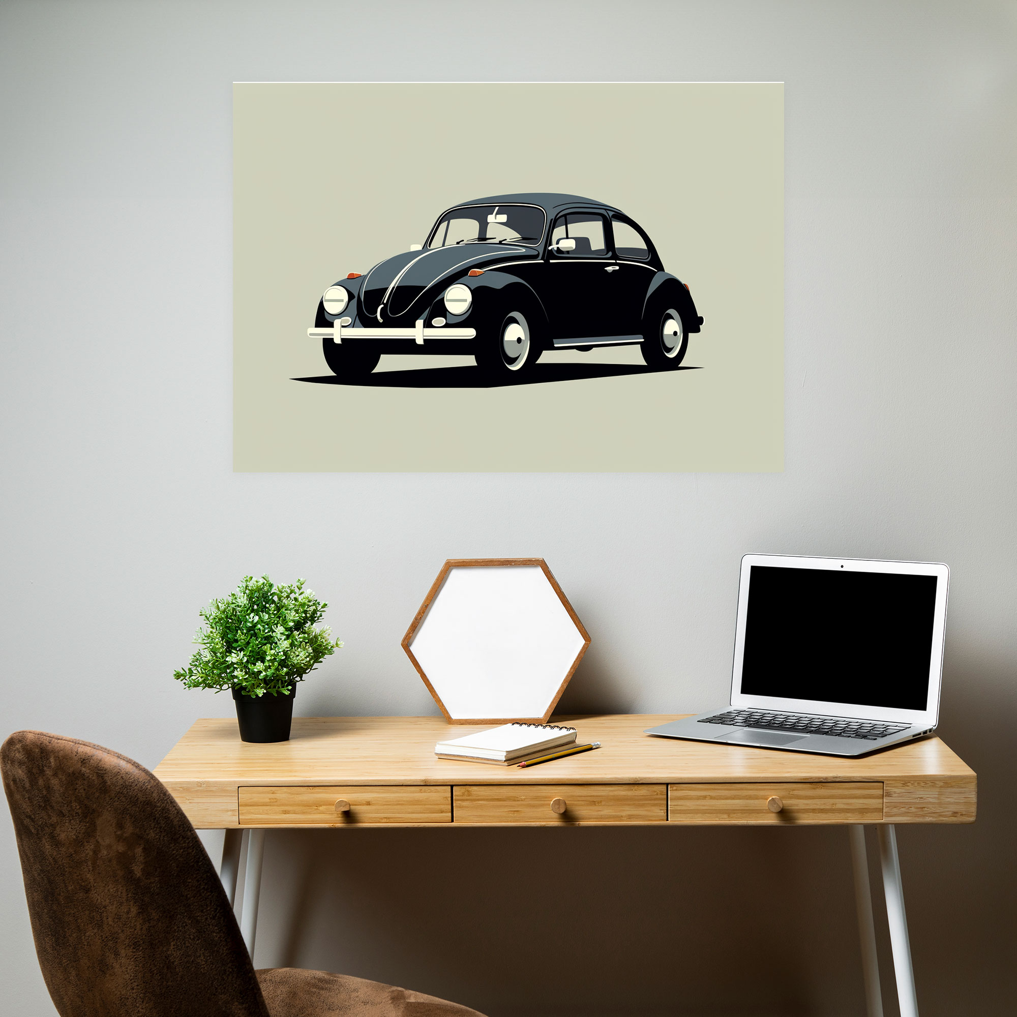 Volkswagen Beetle Wall Decoration - Volkswagen Beetle, Home Decoration, Canvas, Silhouette