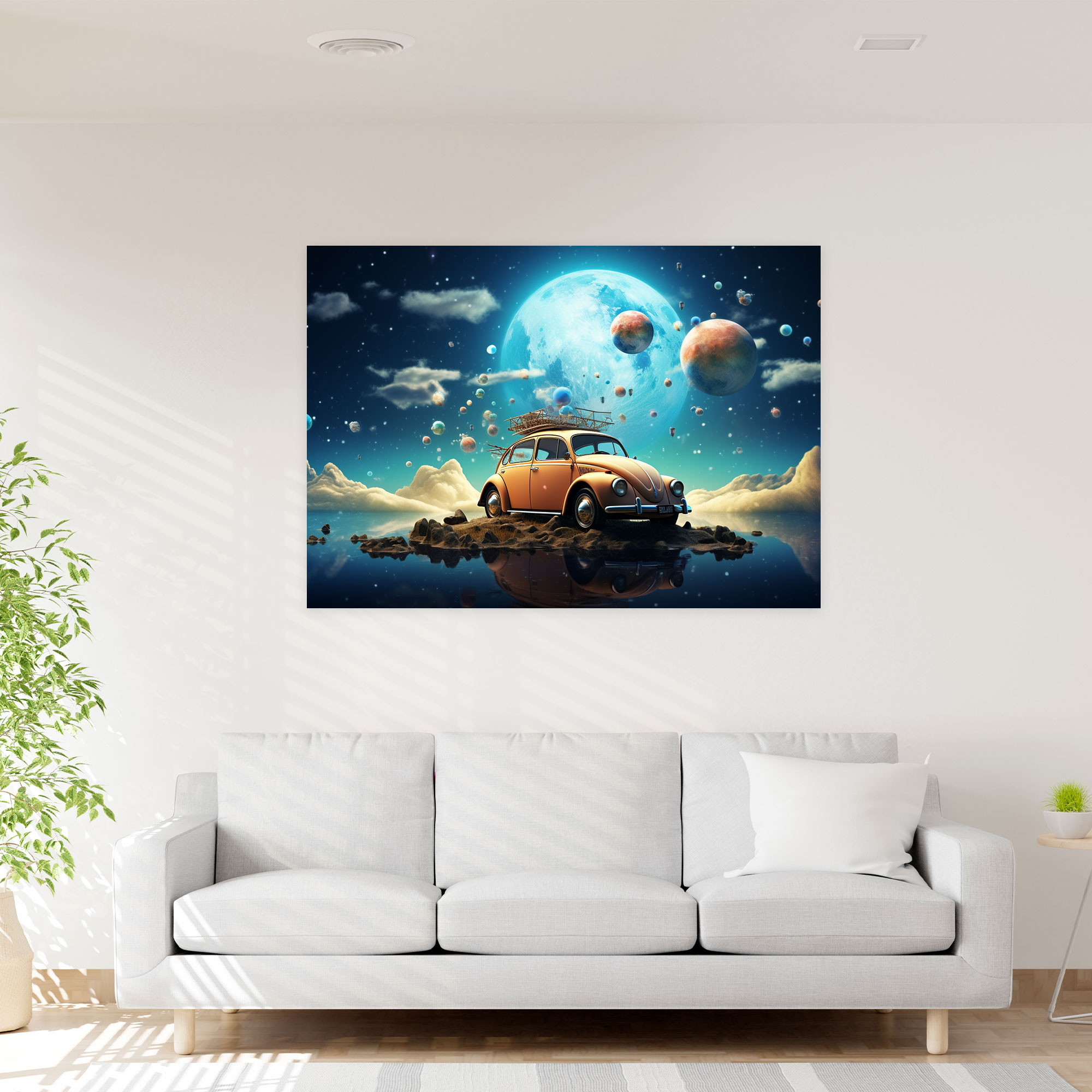 Volkswagen Beetle Leinwandbild - Volkswagen Beetle Fantasie Verspieltheit Wanddekoration