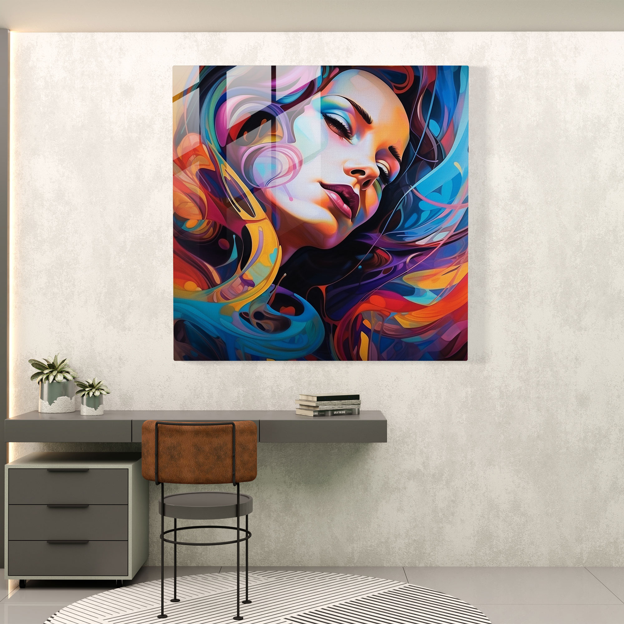 Woman Glass Print - Abstract Art - Woman, Glass Wall Art, Glass Art, Vibrant Colors