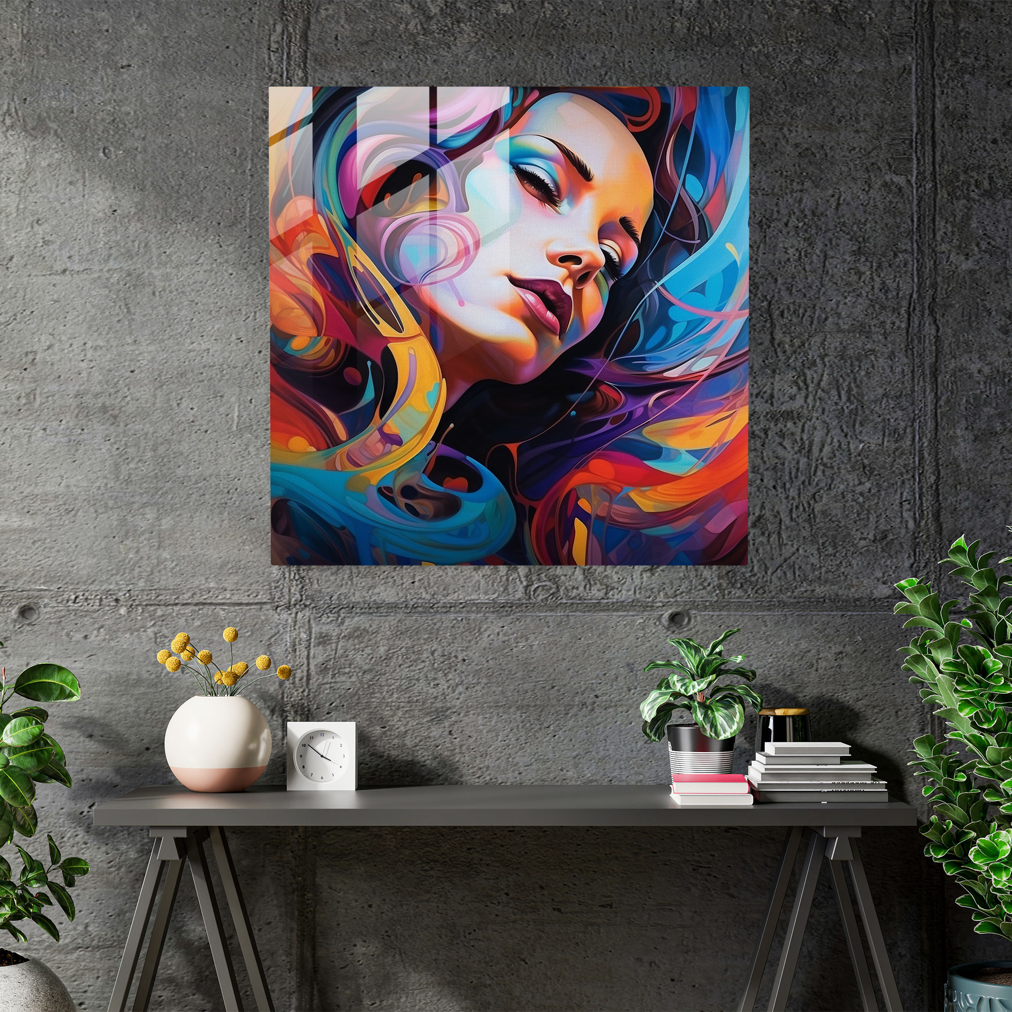 Woman Glass Print - Abstract Art - Woman, Glass Wall Art, Glass Art, Vibrant Colors