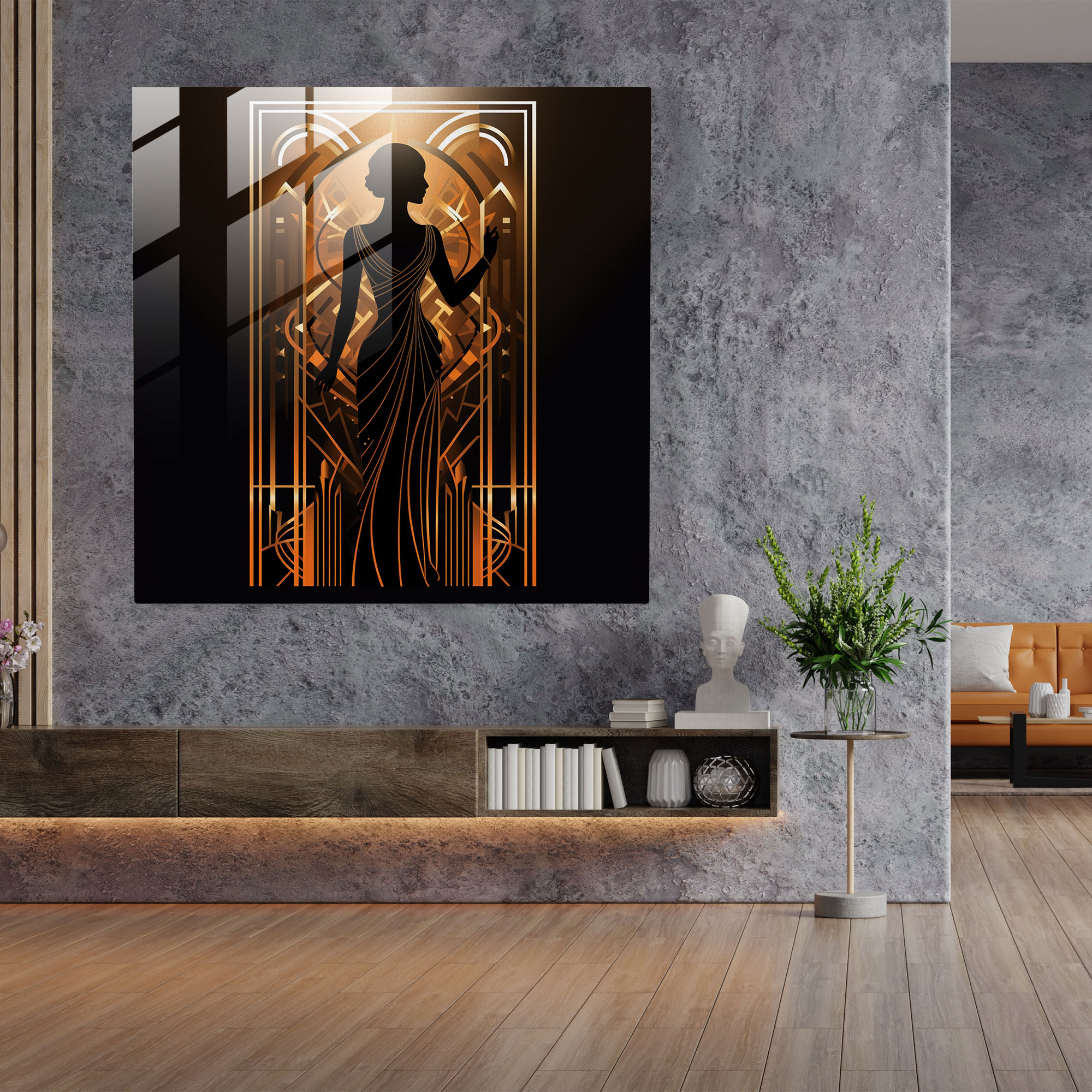 Woman Glass Print - Art Deco Beauty - Woman, Glass Wall Art, Woman Glass Print, Glass Art