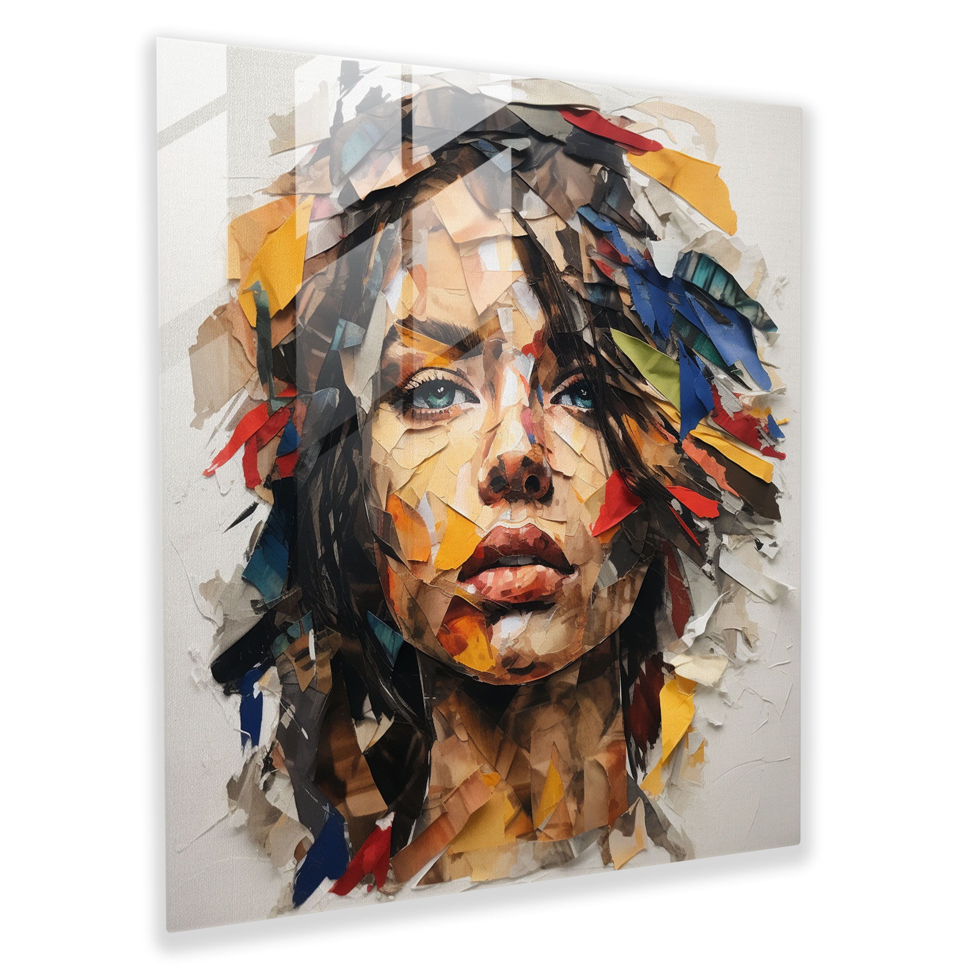 Abstract Glass Print - Woman's Collage - Woman, Strength, Femininity, Glass Wall Art