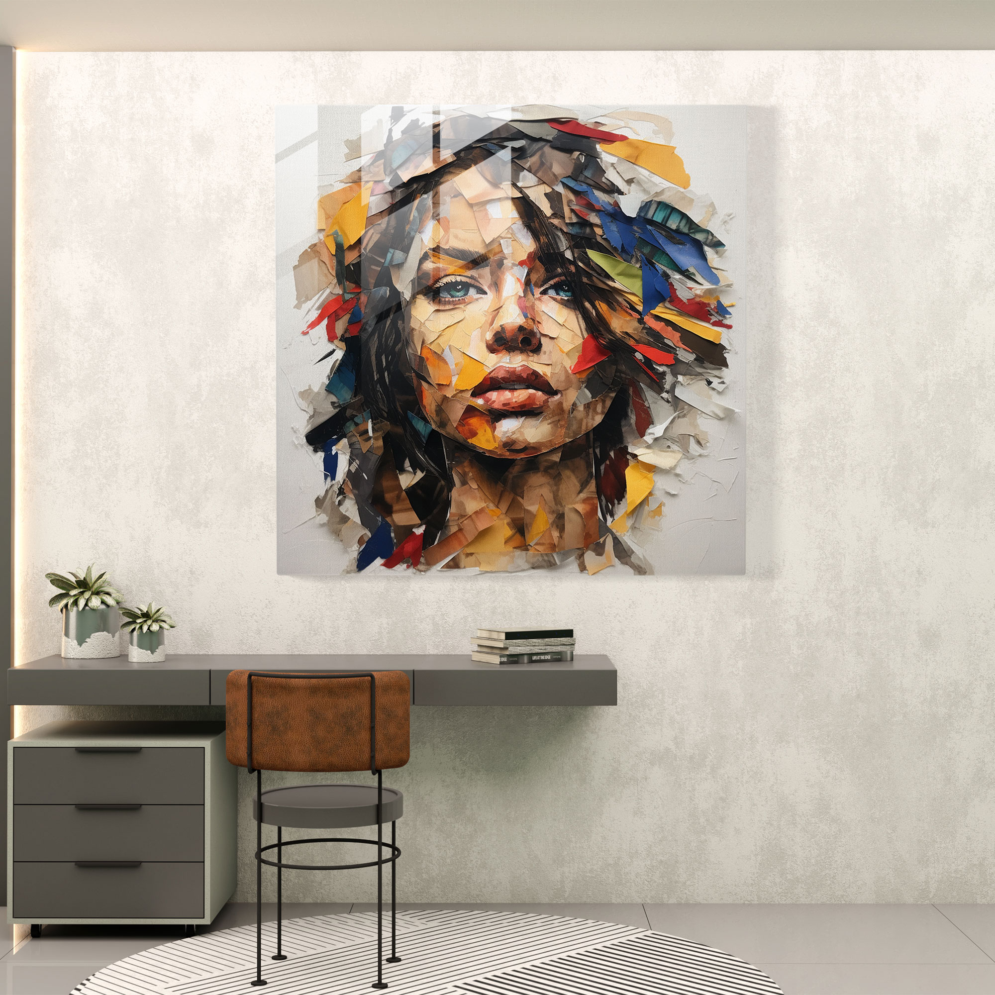 Abstract Glass Print - Woman's Collage - Woman, Strength, Femininity, Glass Wall Art