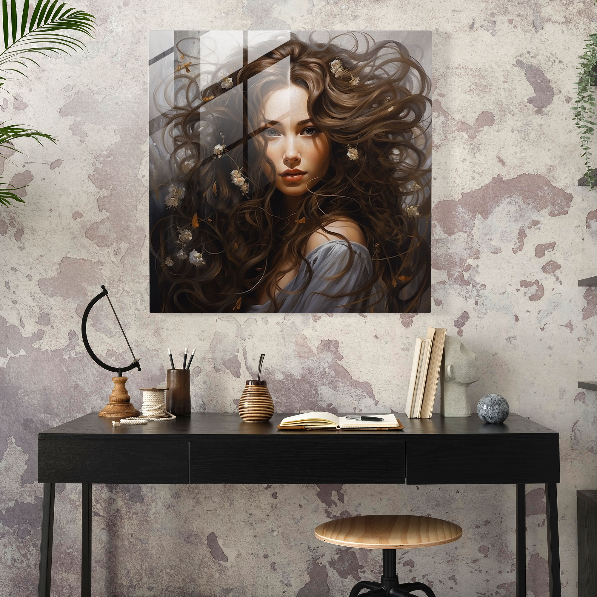Realistic Glass Print - Woman's Portrait - Woman, Beauty, Elegance, Wall Decoration