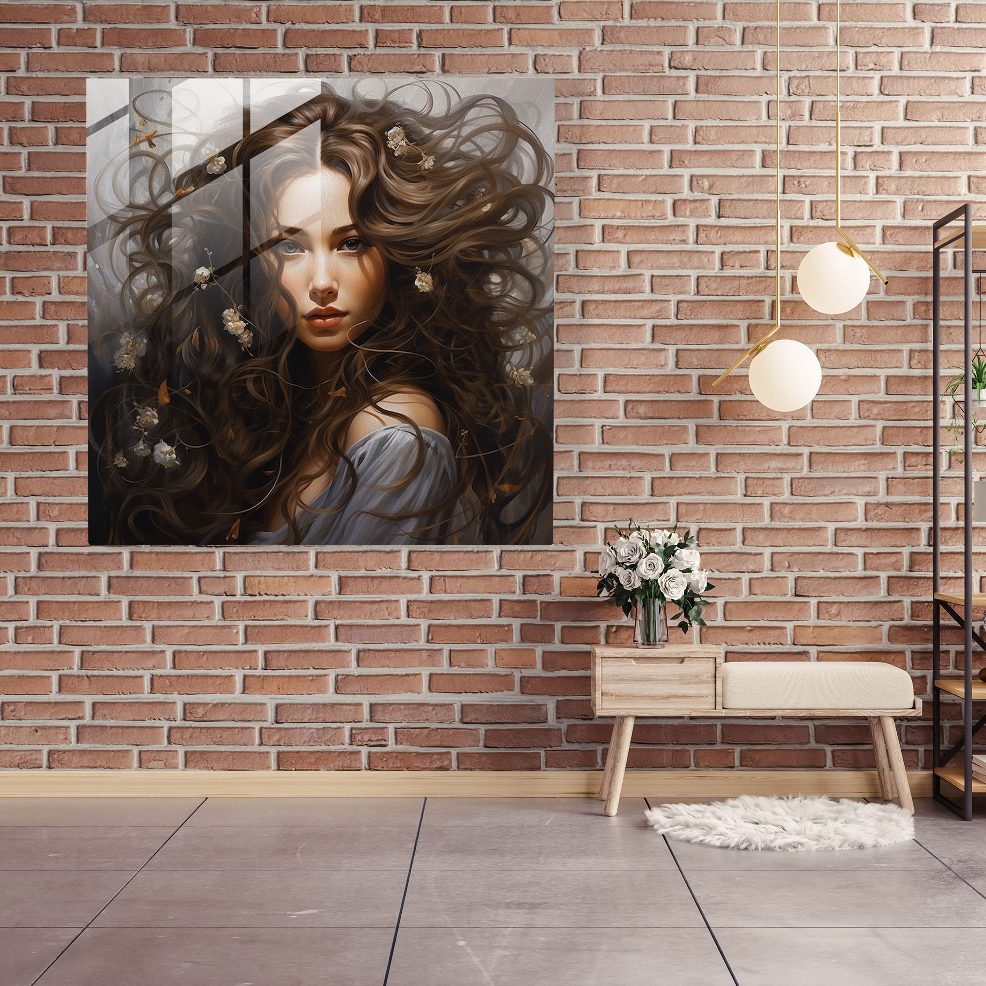 Realistic Glass Print - Woman's Portrait - Woman, Beauty, Elegance, Wall Decoration