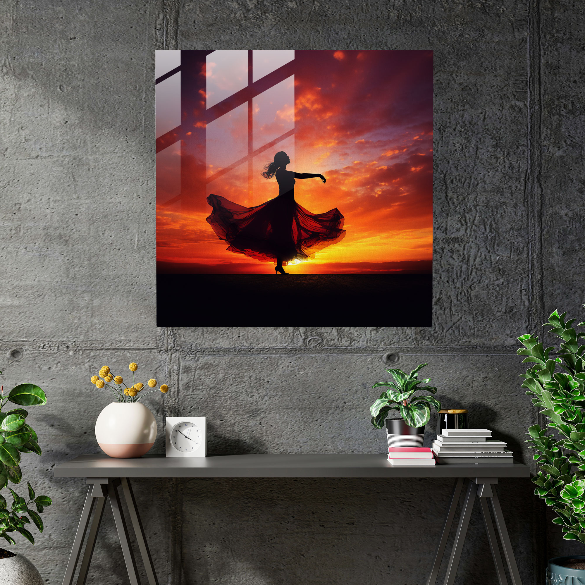 Contemporary Glass Print - Woman's Silhouette - Woman, Wall Decoration, Contemporary Photography, Home Decoration