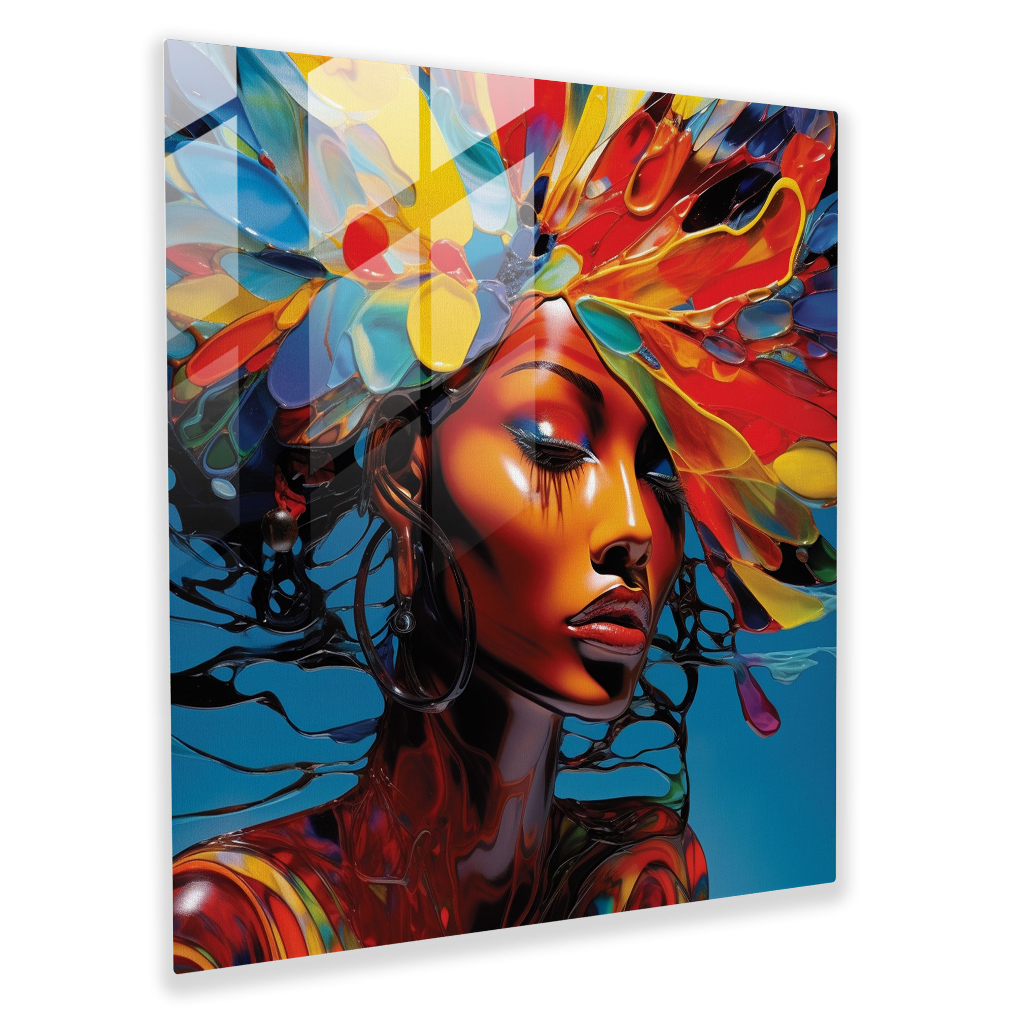Woman: Glass Print - Woman, Wall Decoration, Strength, Glass Art