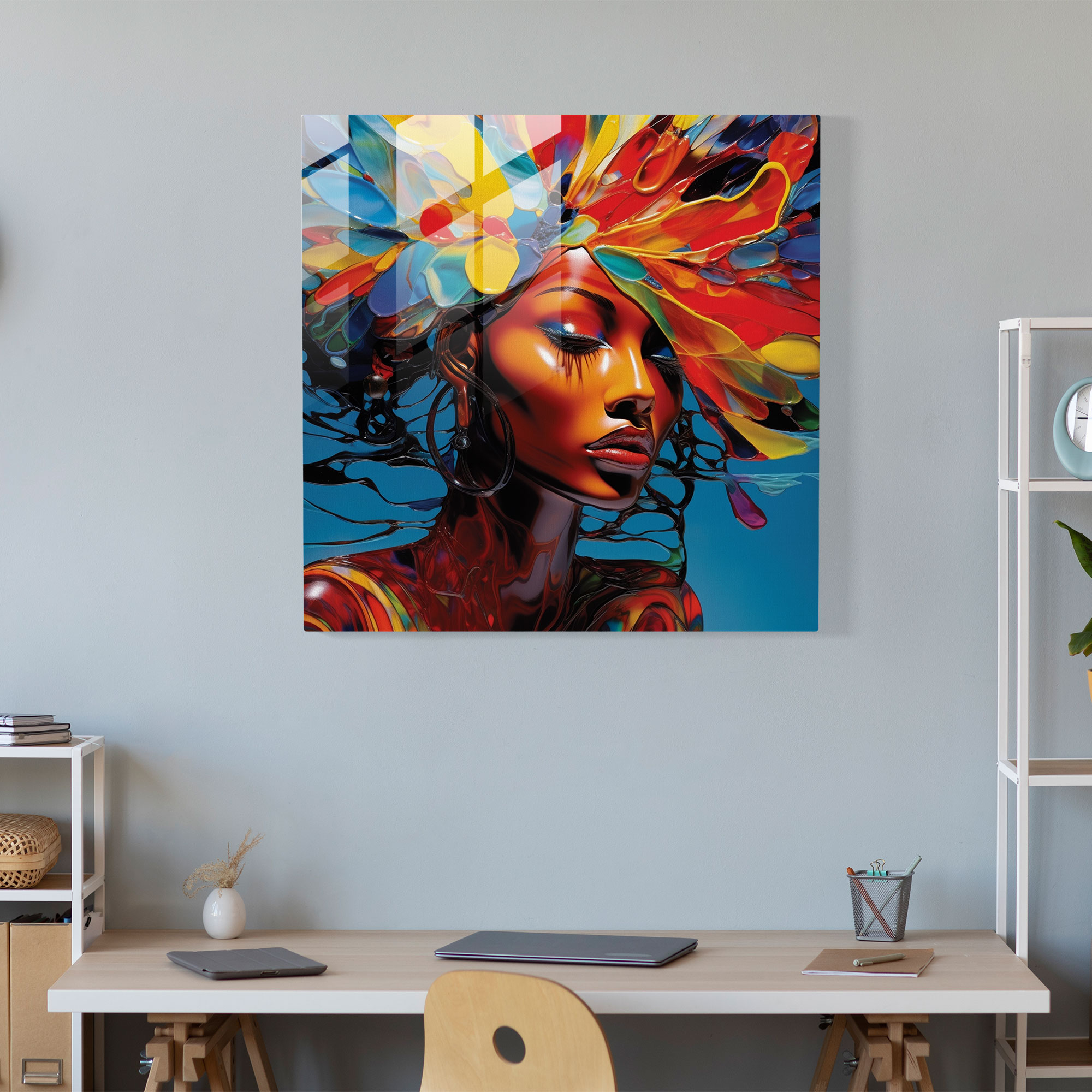 Woman: Glass Print - Woman, Wall Decoration, Strength, Glass Art