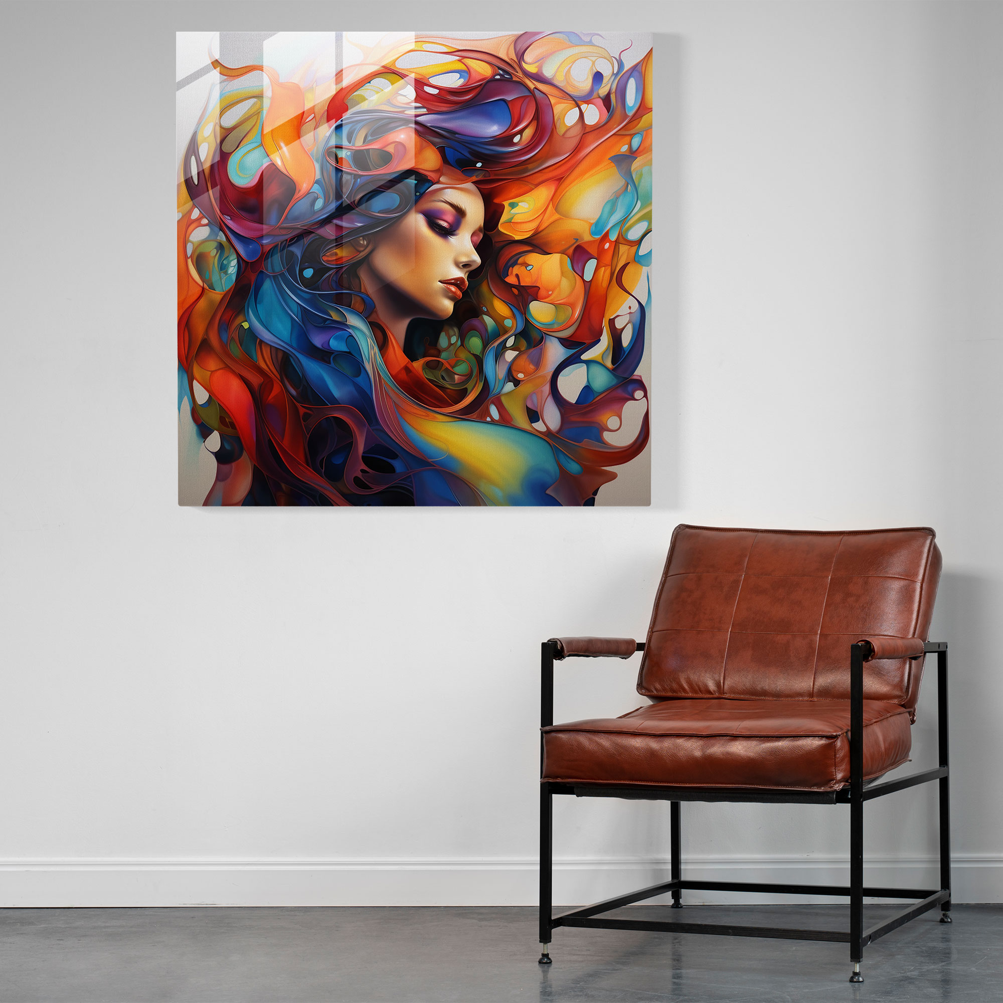 Woman: Glass Wall Art - Woman, Vibrant Colors, Woman, Home Decoration