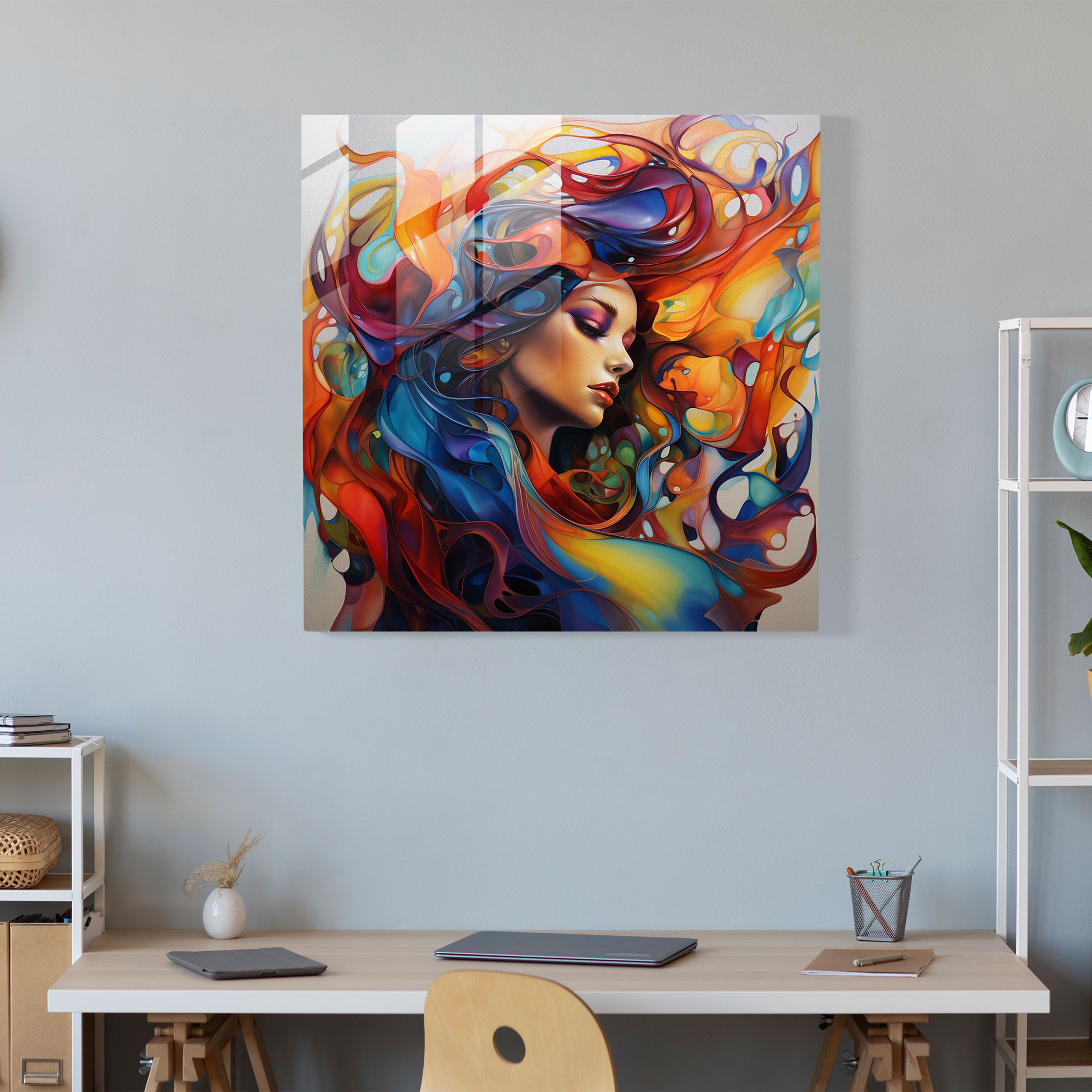 Woman: Glass Wall Art - Woman, Vibrant Colors, Woman, Home Decoration
