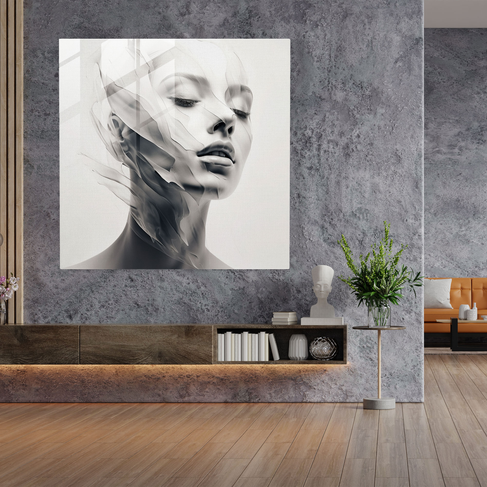 Minimalist Woman Glass Print - Woman, Contemporary, Glass Art, Modern Art