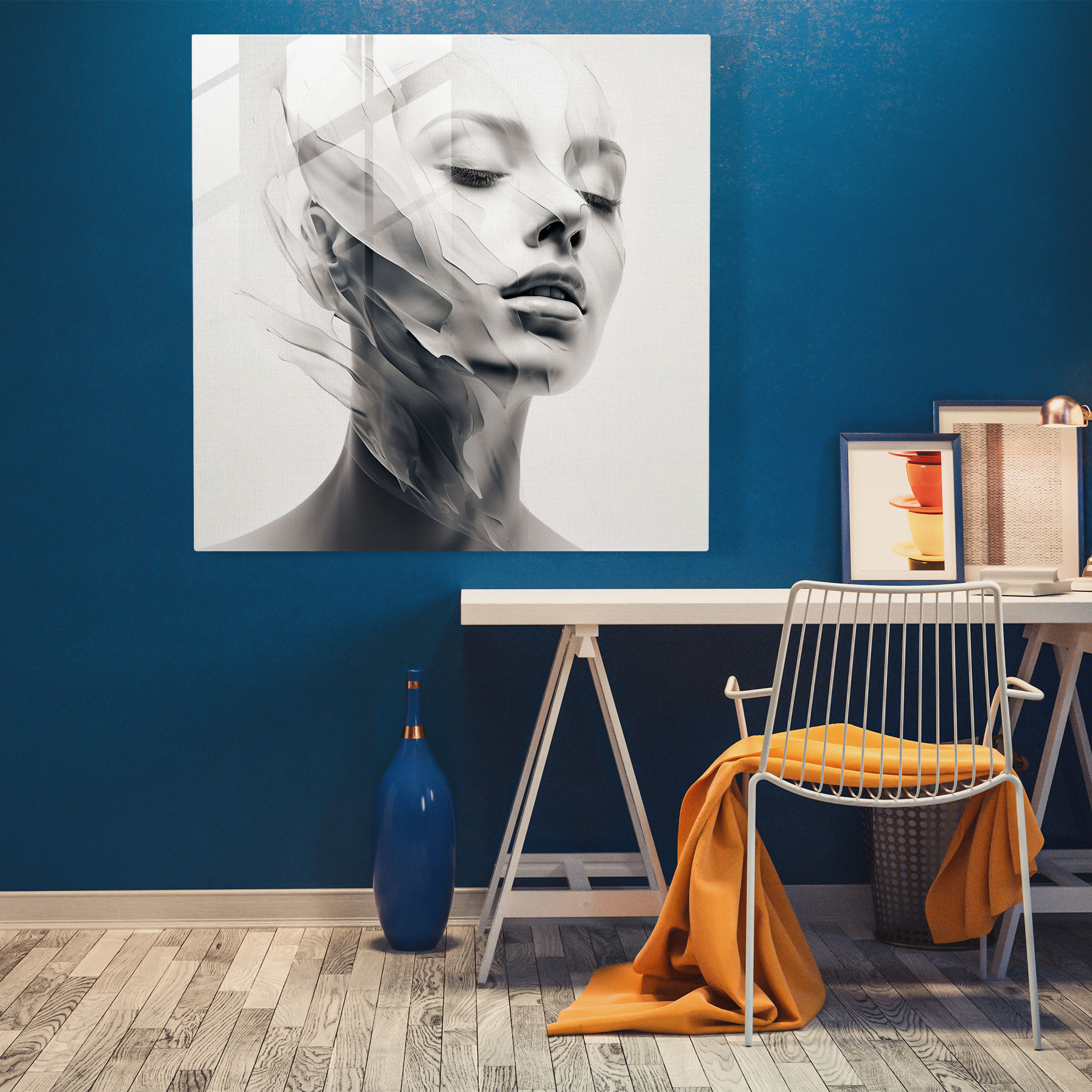 Minimalist Woman Glass Print - Woman, Contemporary, Glass Art, Modern Art