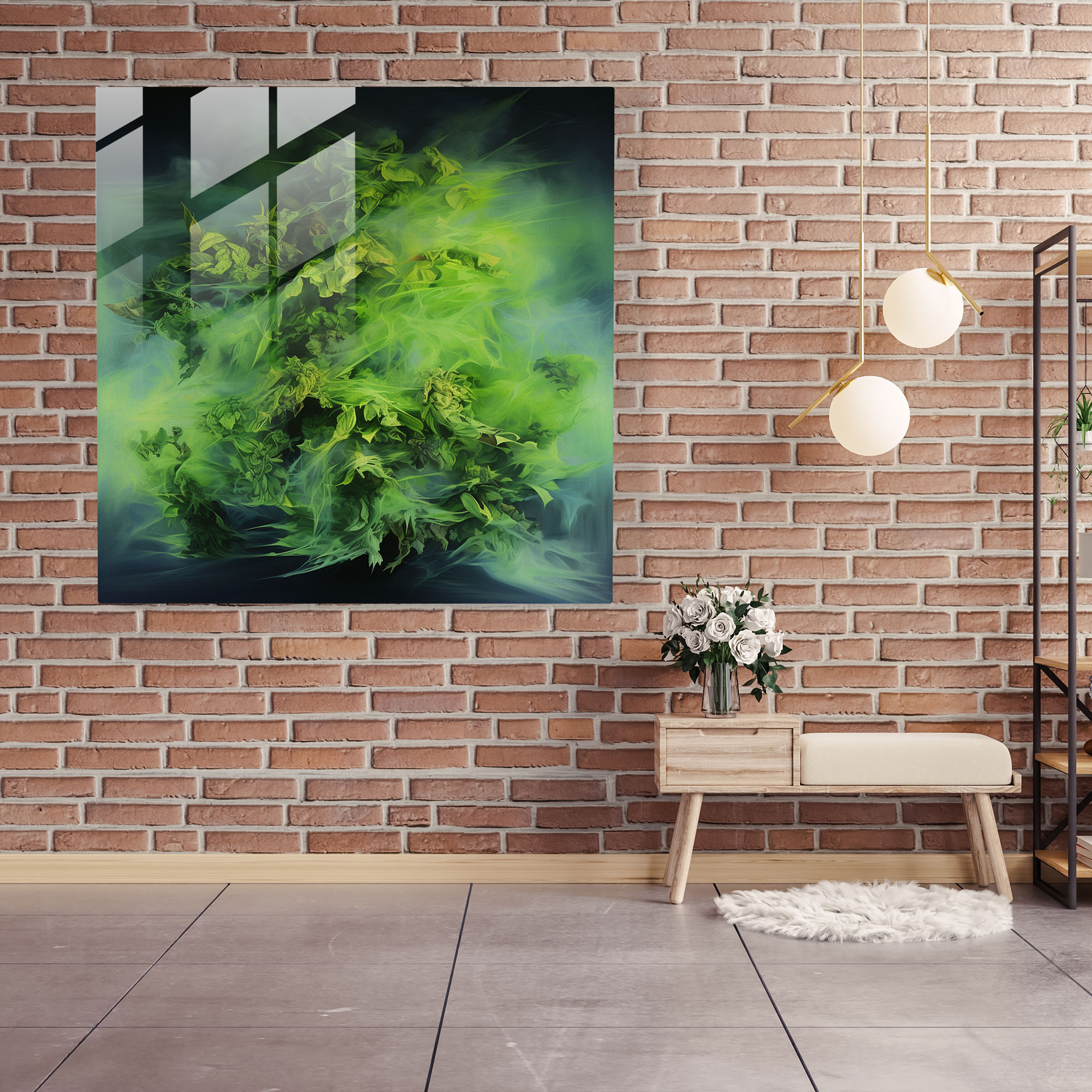 Weed Dreams Glass Print - Weed, Home Decoration, Abstract Painting, Glass Wall Art
