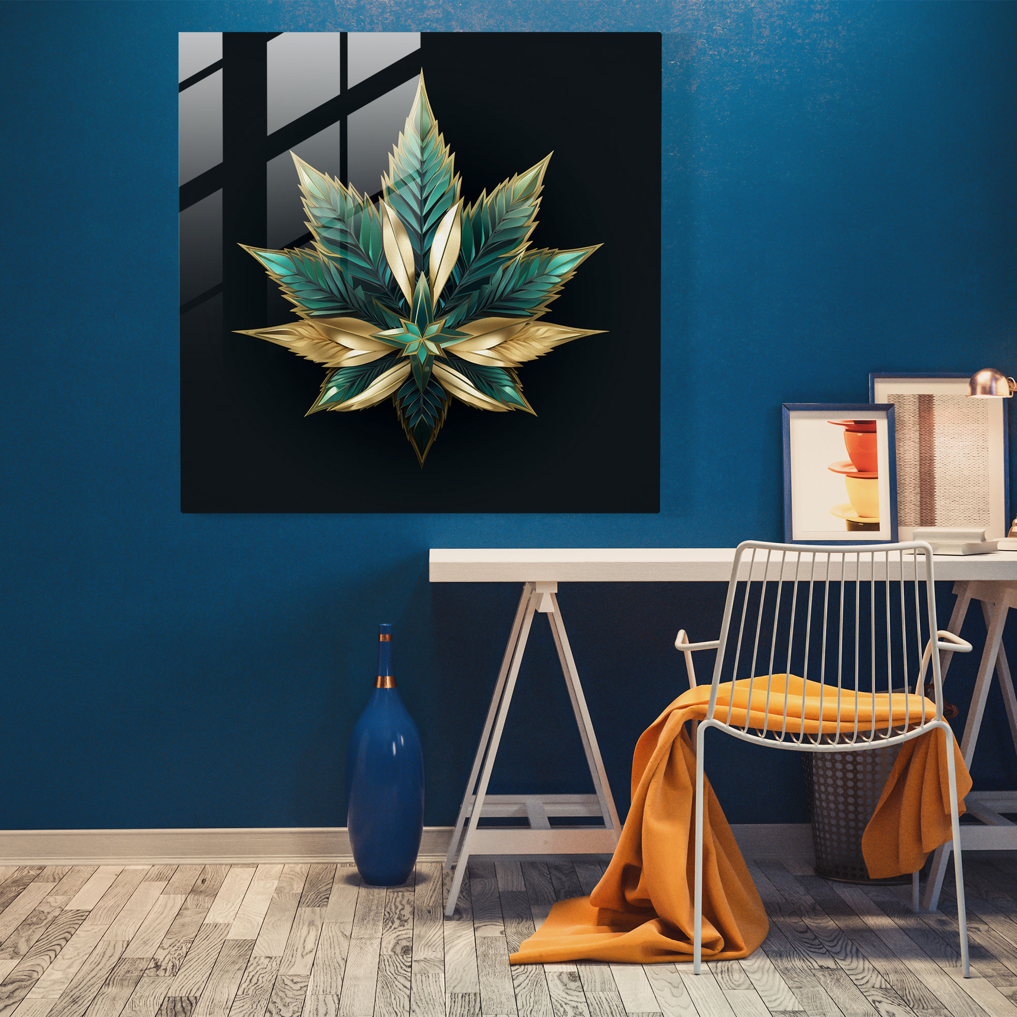 Geometric Weed Glass Print - Weed, Visually Striking, Geometric, Glass Print