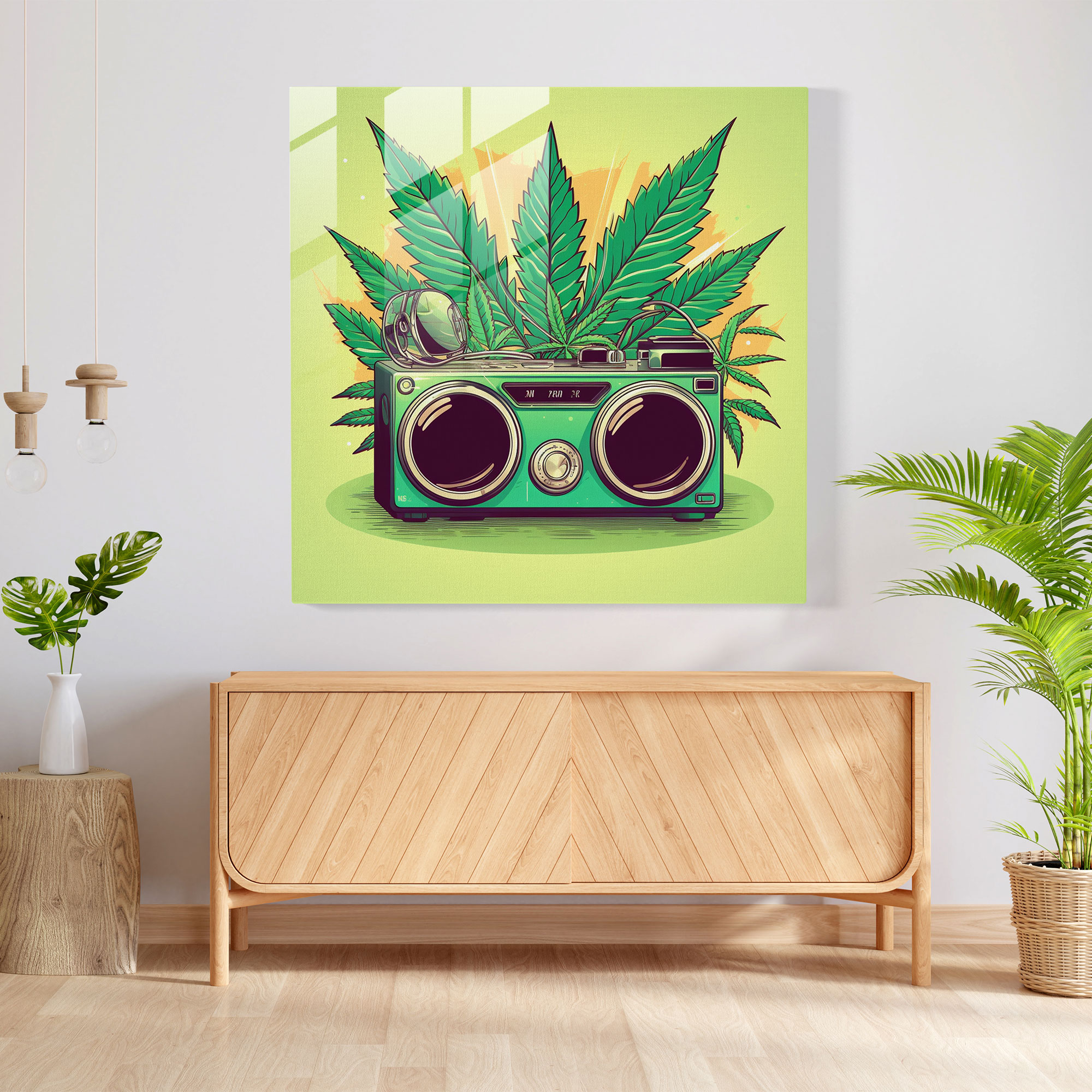 Bitki Temalı Cam Tablo - Ev Dekorasyonu Boombox