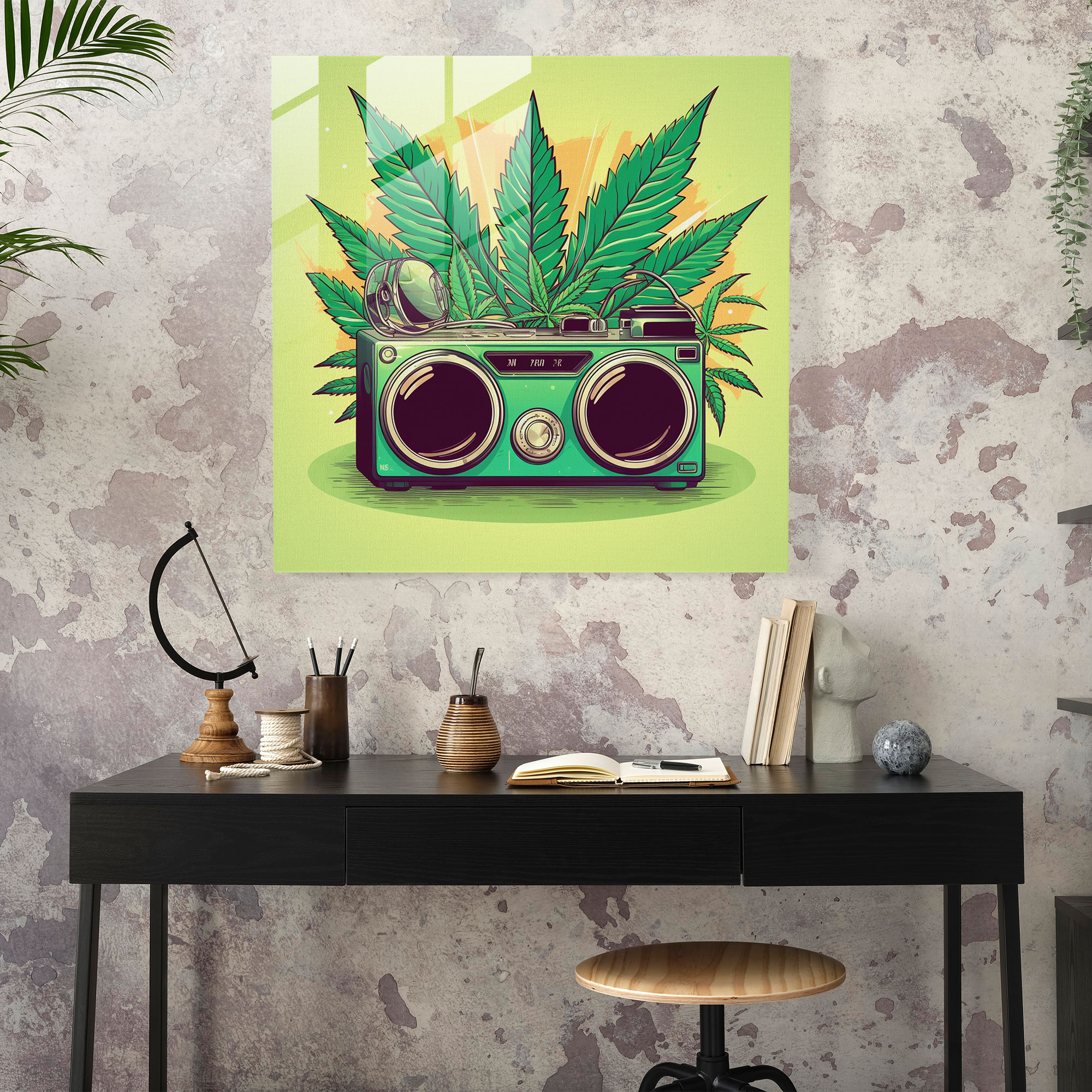 Bitki Temalı Cam Tablo - Ev Dekorasyonu Boombox