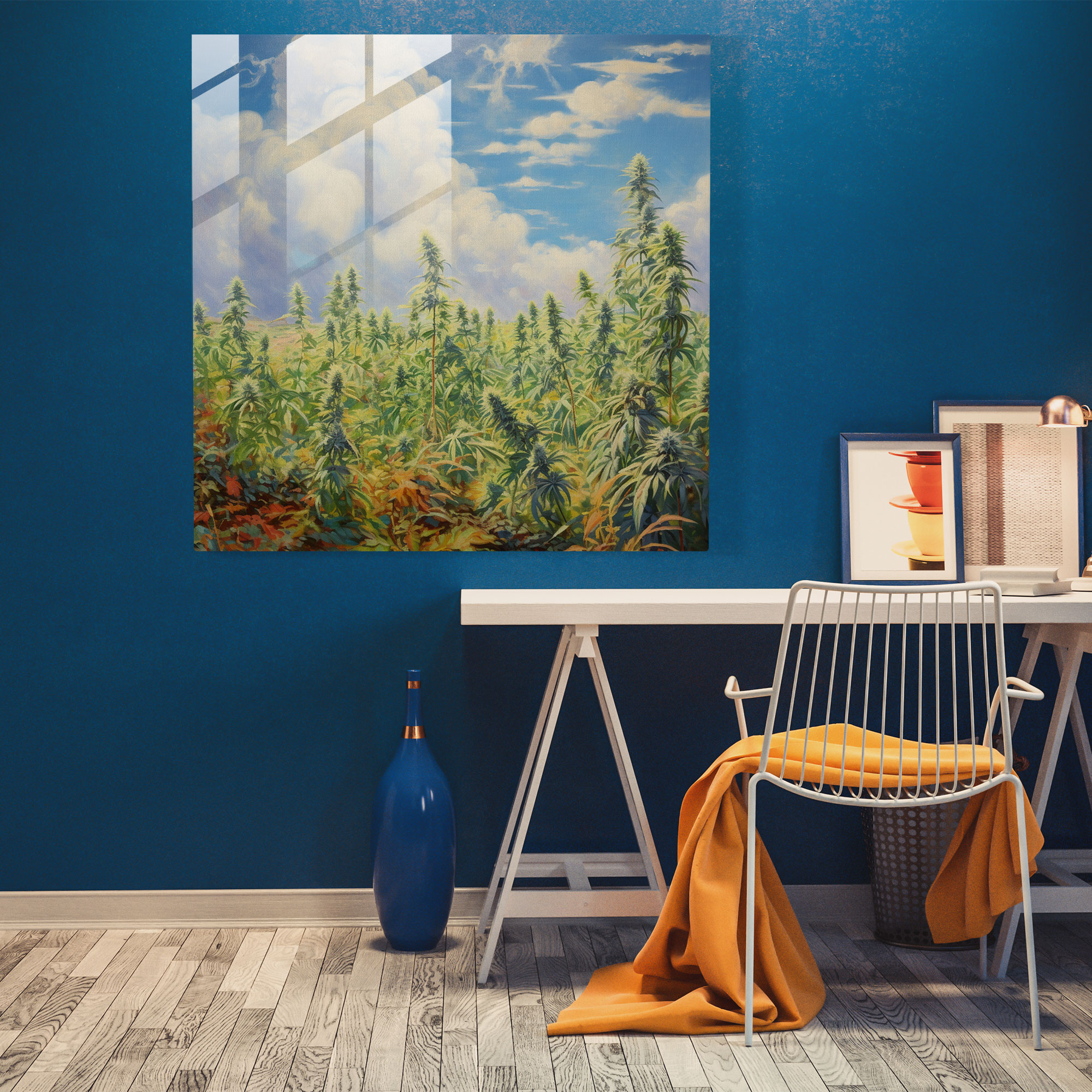 Blooming Weed Field Glass Print - Weed, Glass Print, Weed, Home Decoration