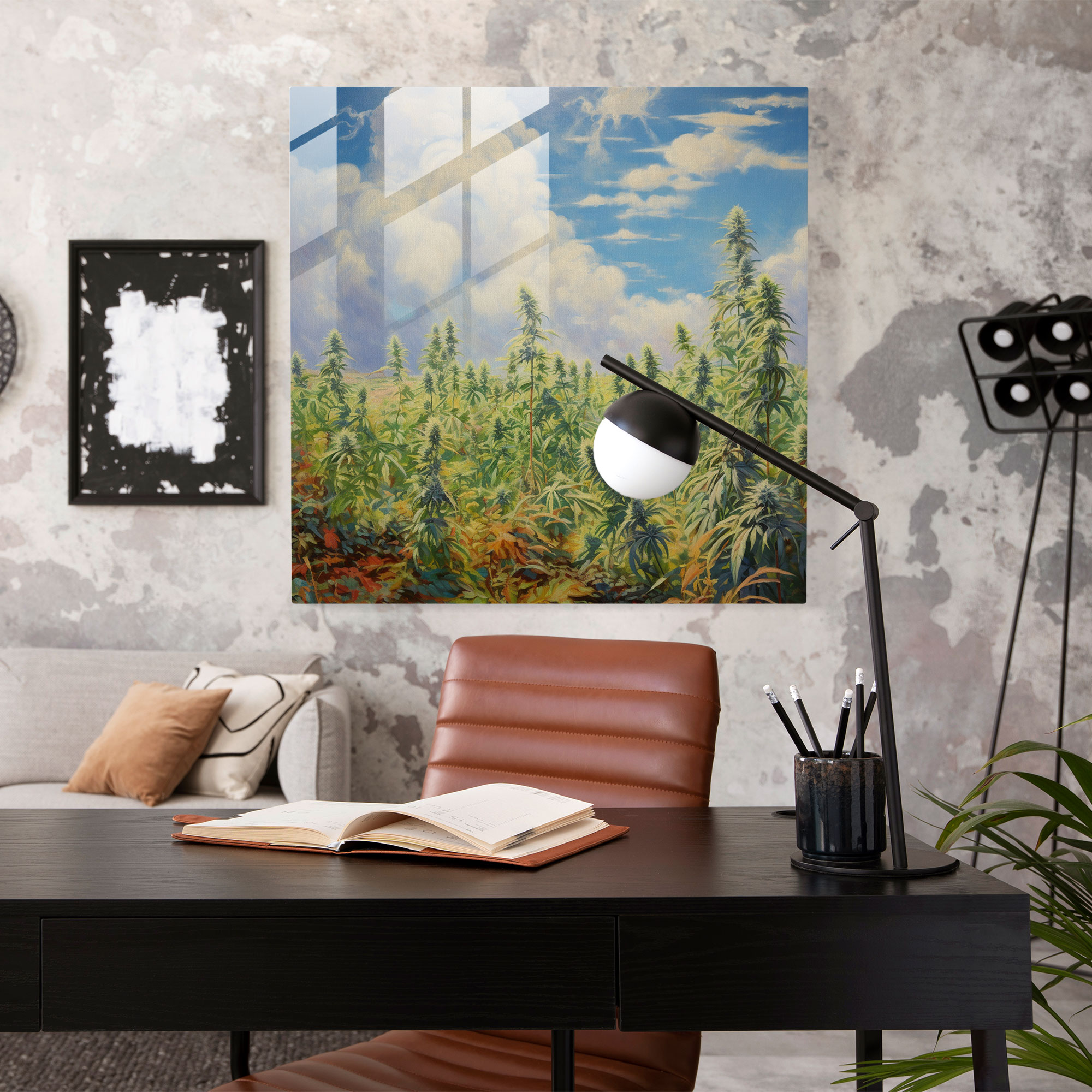 Blooming Weed Field Glass Print - Weed, Glass Print, Weed, Home Decoration