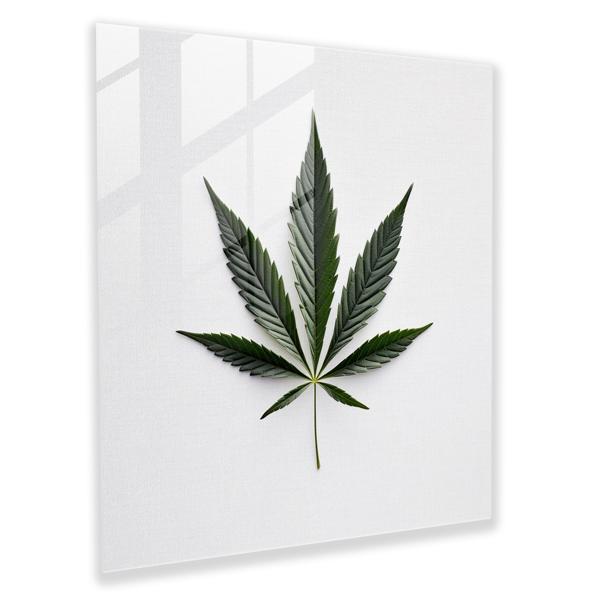 Minimalist Weed Leaf Glass Print - Weed, Glass Print, Glass Wall Art, Home Decoration