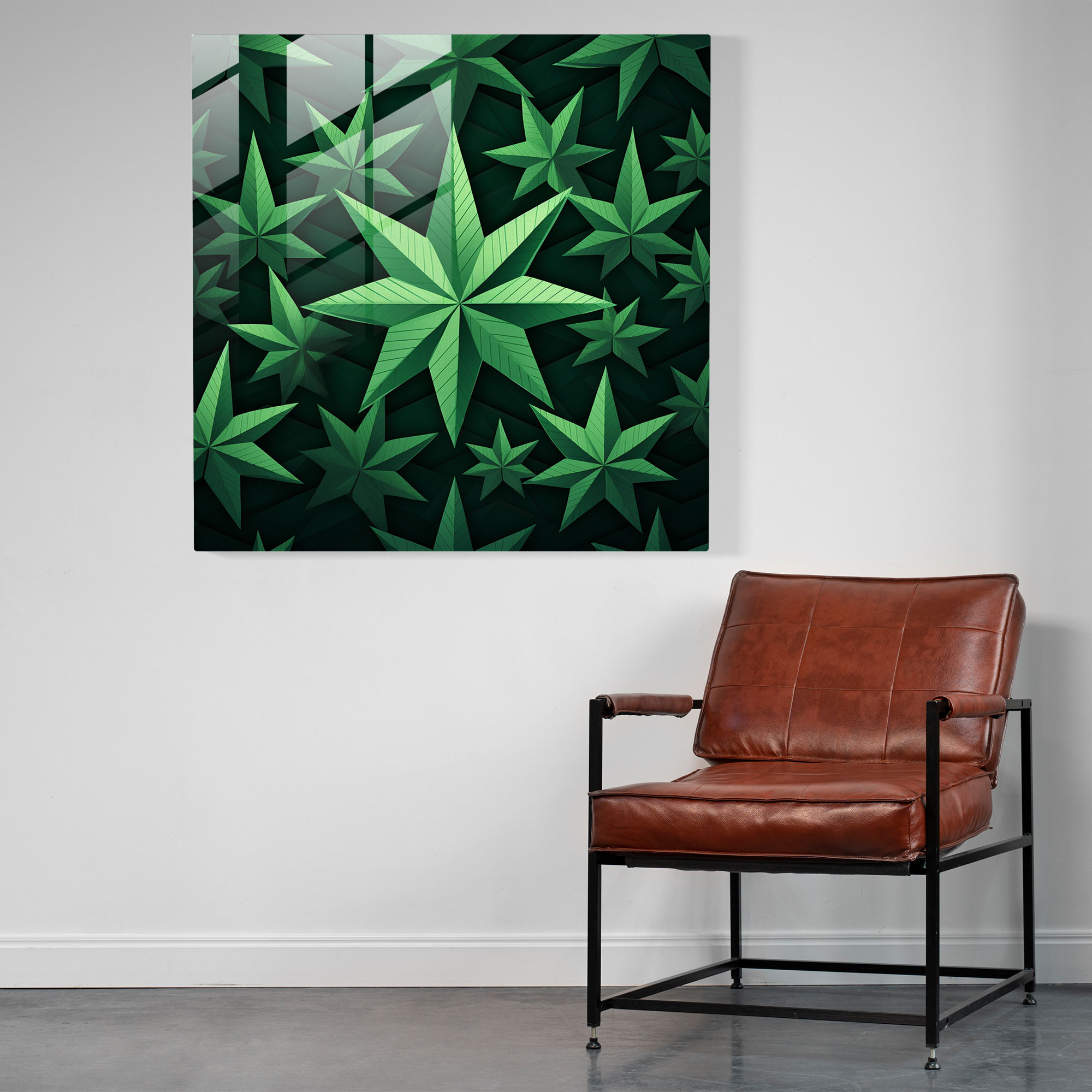 Marijuana Mandala Glass Print - Weed, Home Decoration, Wall Decoration, Geometric Pattern