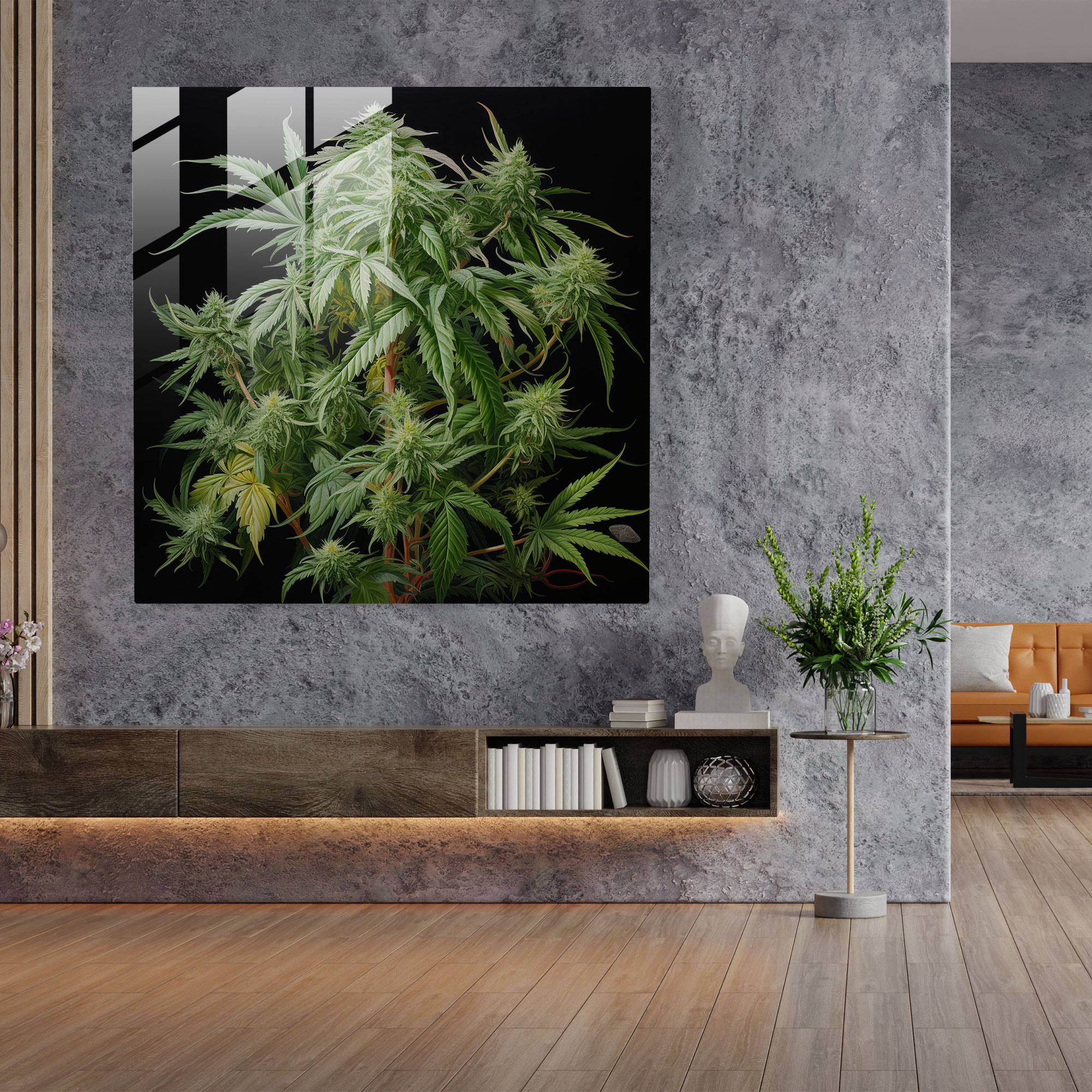 Botanical Bliss Glass Print - Weed, Glass Print, Modern Art, Glass Art