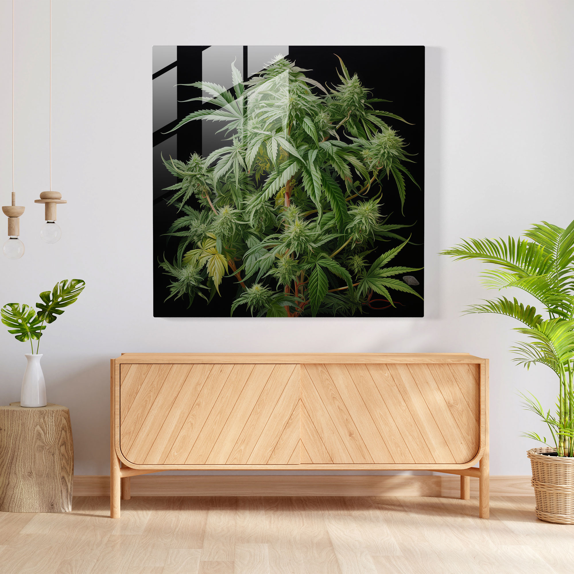 Botanical Bliss Glass Print - Weed, Glass Print, Modern Art, Glass Art