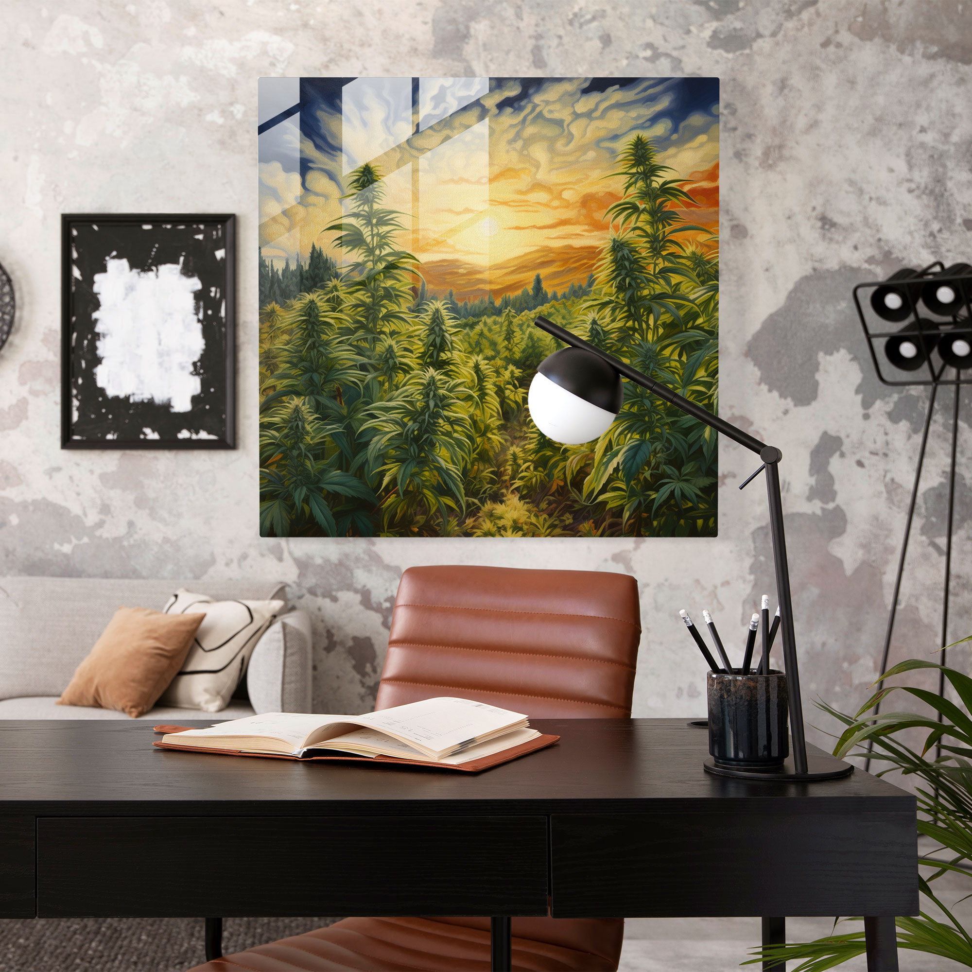Breezy Cannabis Glass Print - Weed, Sunlight, Modern Art, Glass Print