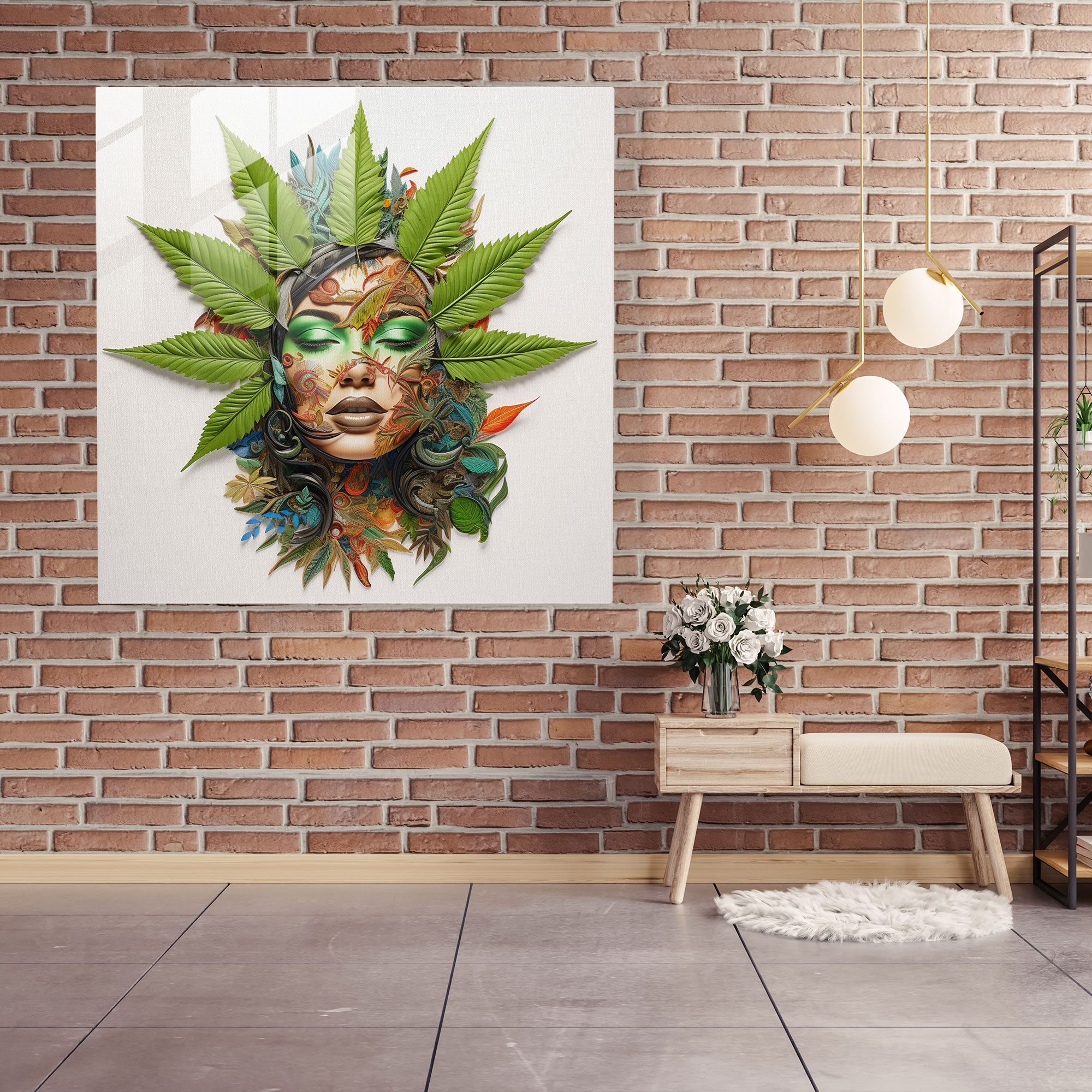 Marijuana Mosaic Glass Print - Weed, Collage Artwork, Modern Art, Glass Art