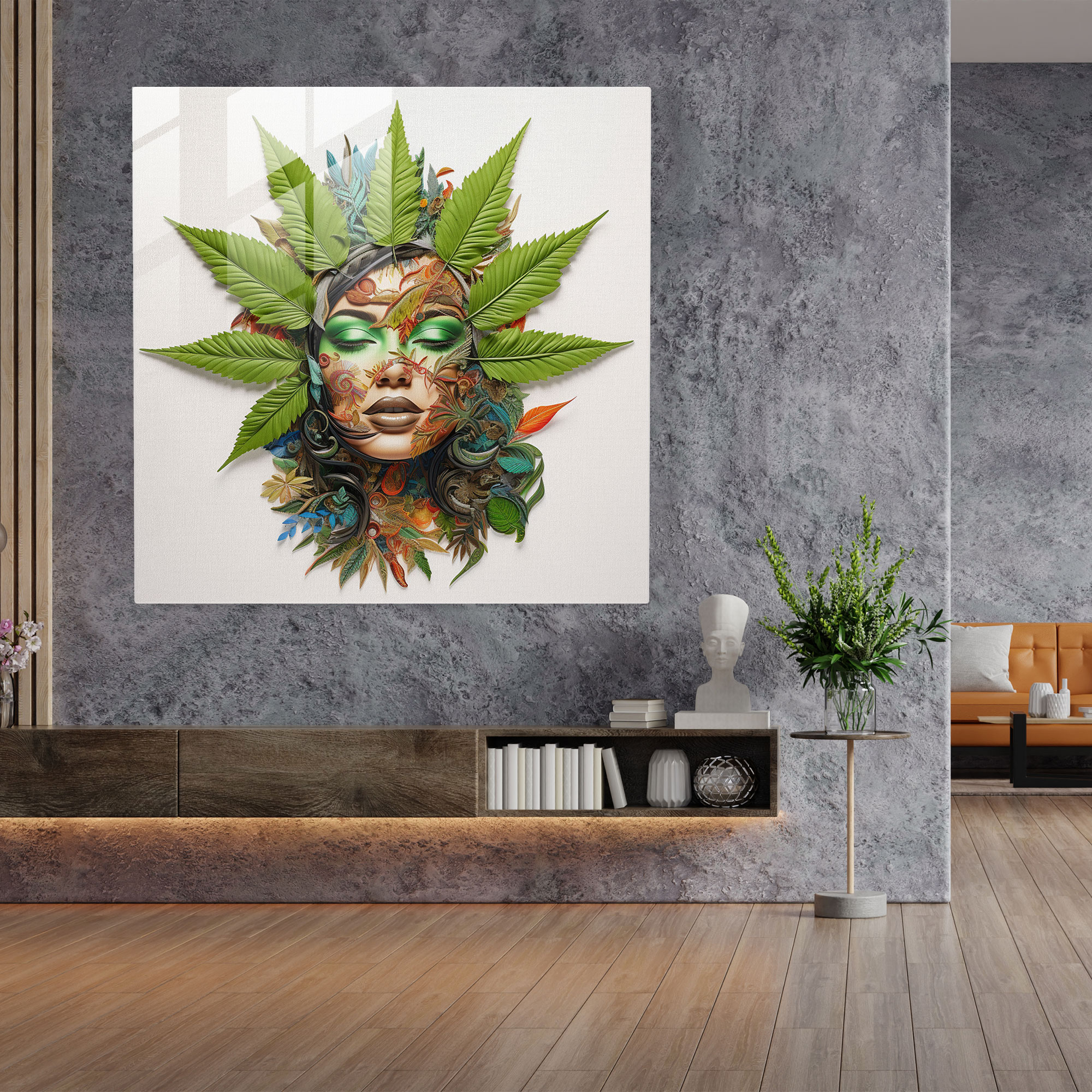 Marijuana Mosaic Glass Print - Weed, Collage Artwork, Modern Art, Glass Art