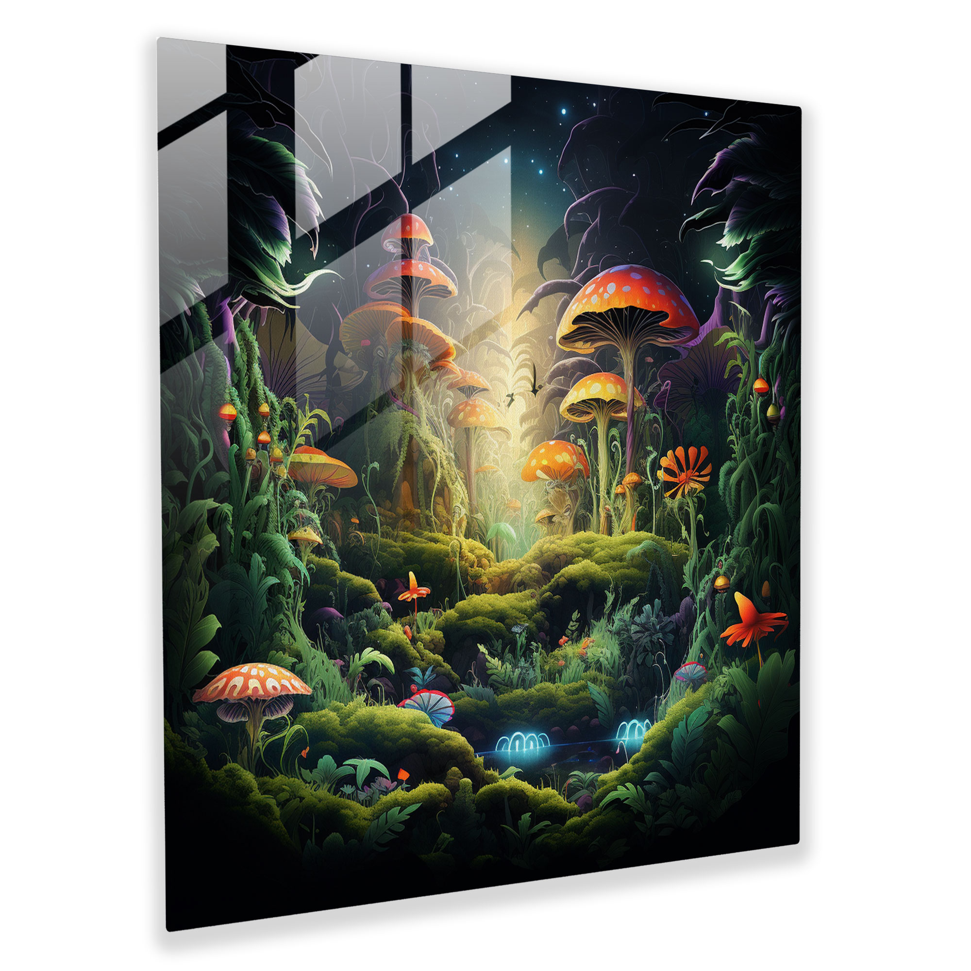 Enchanted Weed Forest Glass Print - Weed, Mystical Forest, Cannabis Leaves, Enchanted Weed Forest Glass Print
