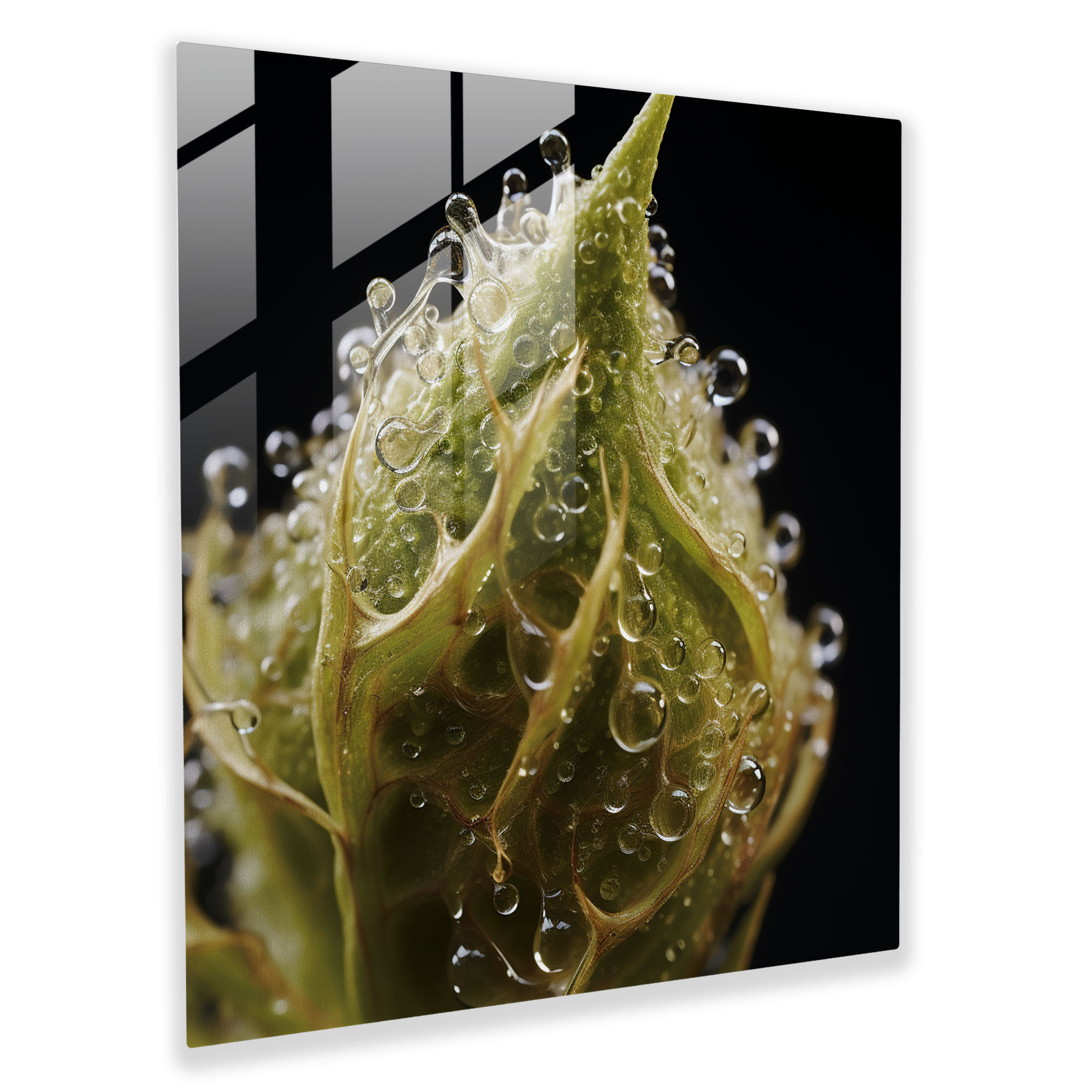 Intricate Bud Beauty Glass Print - Weed, Intricate Textures, Close-Up, Glass Art