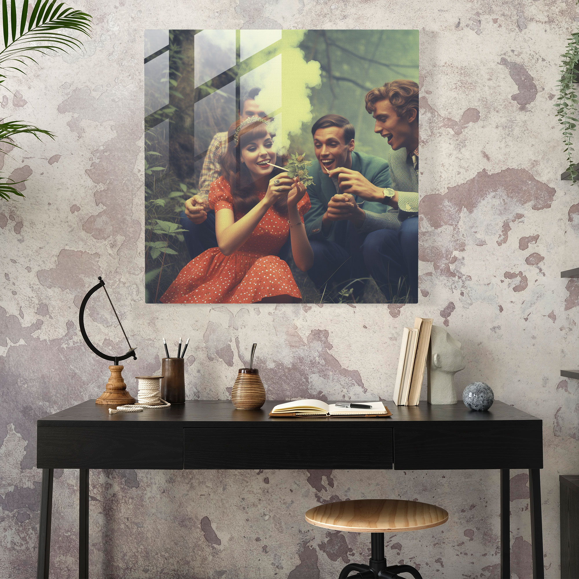 Weed Nostalji Cam Tablo - Retro Vintage Duvar Dekorasyonu