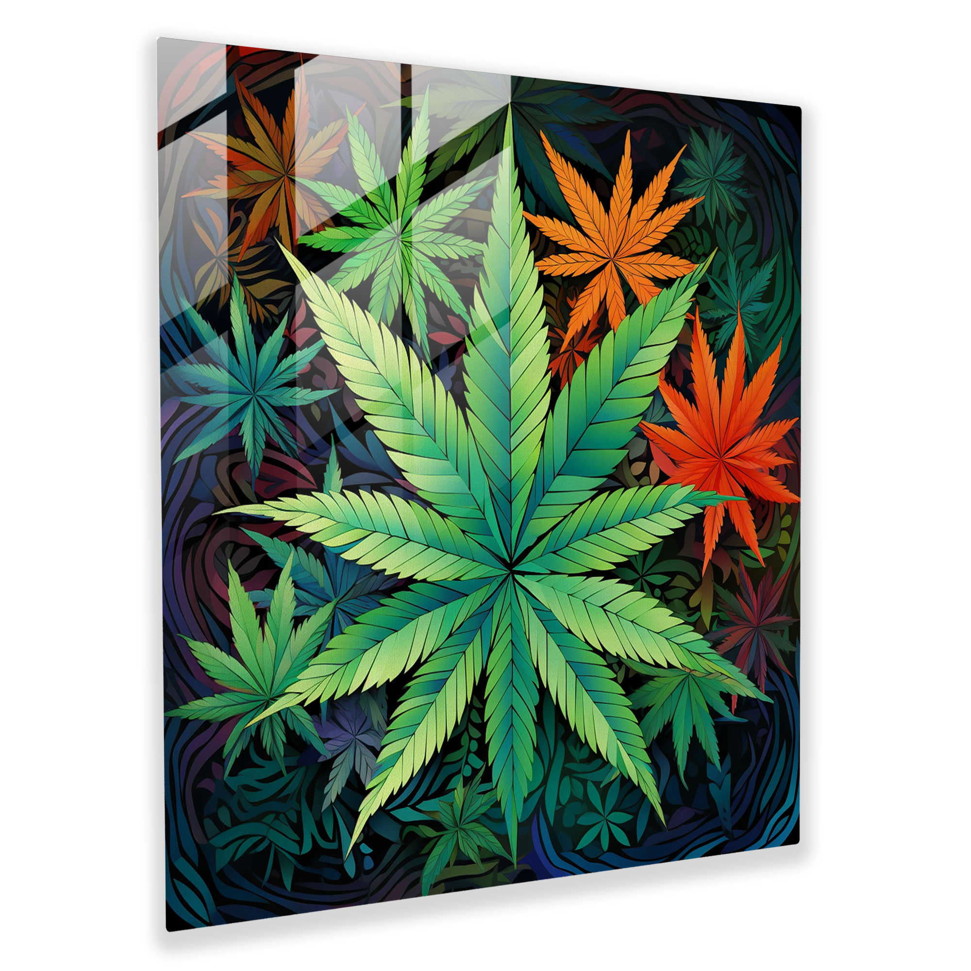 Harmonious Weed Glass Print - Weed, Geometric Art, Harmony Decor, Glass Art