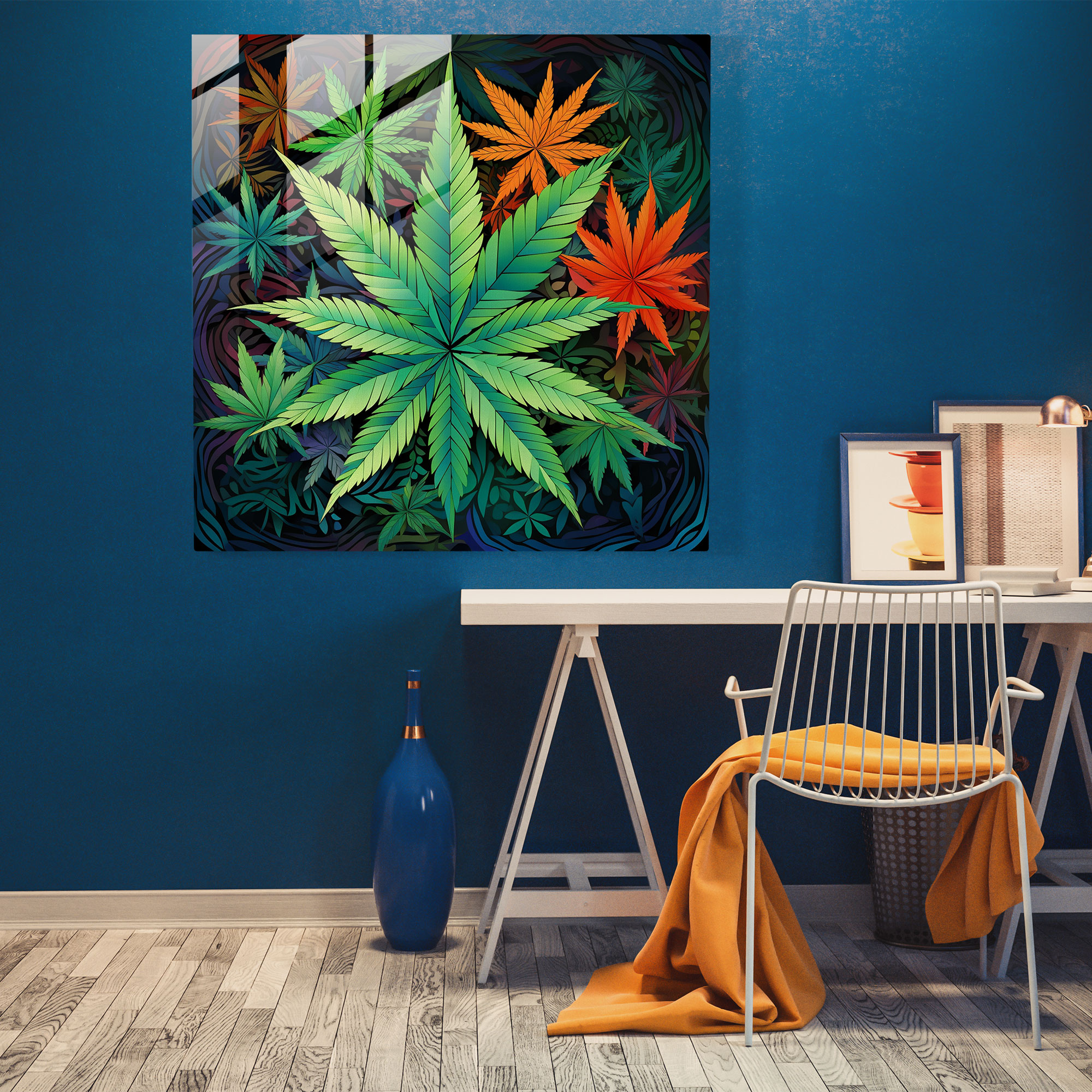 Harmonious Weed Glass Print - Weed, Geometric Art, Harmony Decor, Glass Art