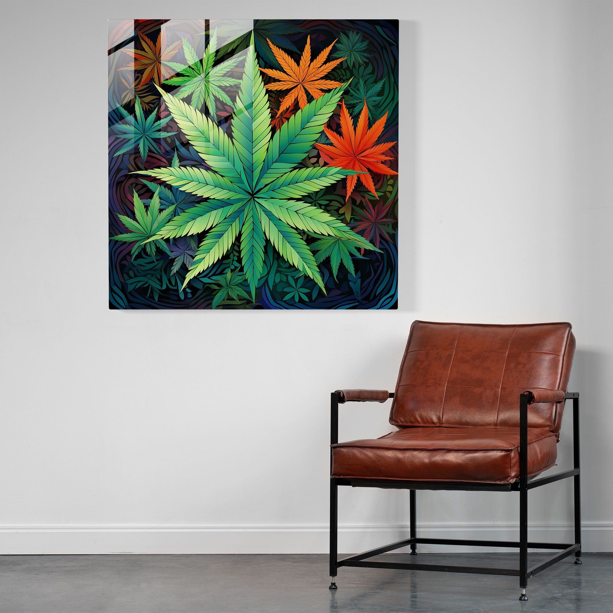 Harmonious Weed Glass Print - Weed, Geometric Art, Harmony Decor, Glass Art