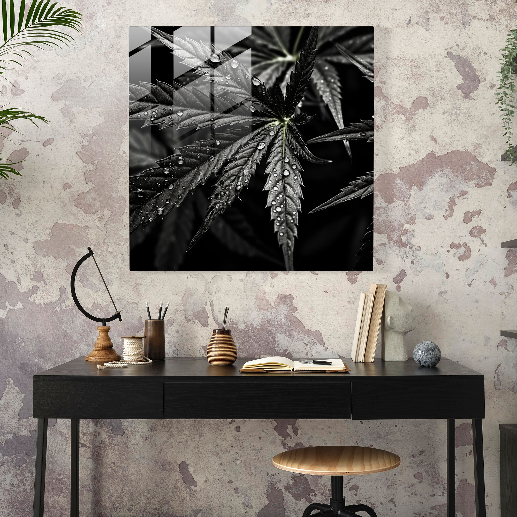 Bitki Zarafeti Cam Tablo - Bitki Modern Sanat Cam Sanatı Minimalist Fotoğrafçılık