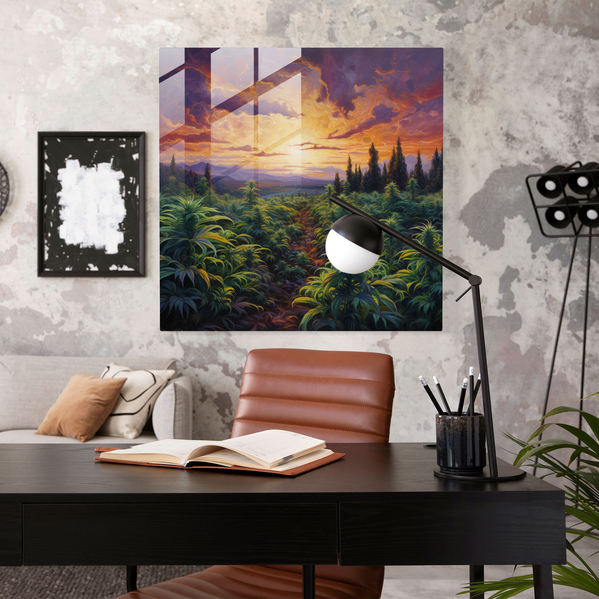 Bitki Huzur Cam Tablo - Bitki Cam Sanat Ev Dekorasyonu Huzurlu Manzara
