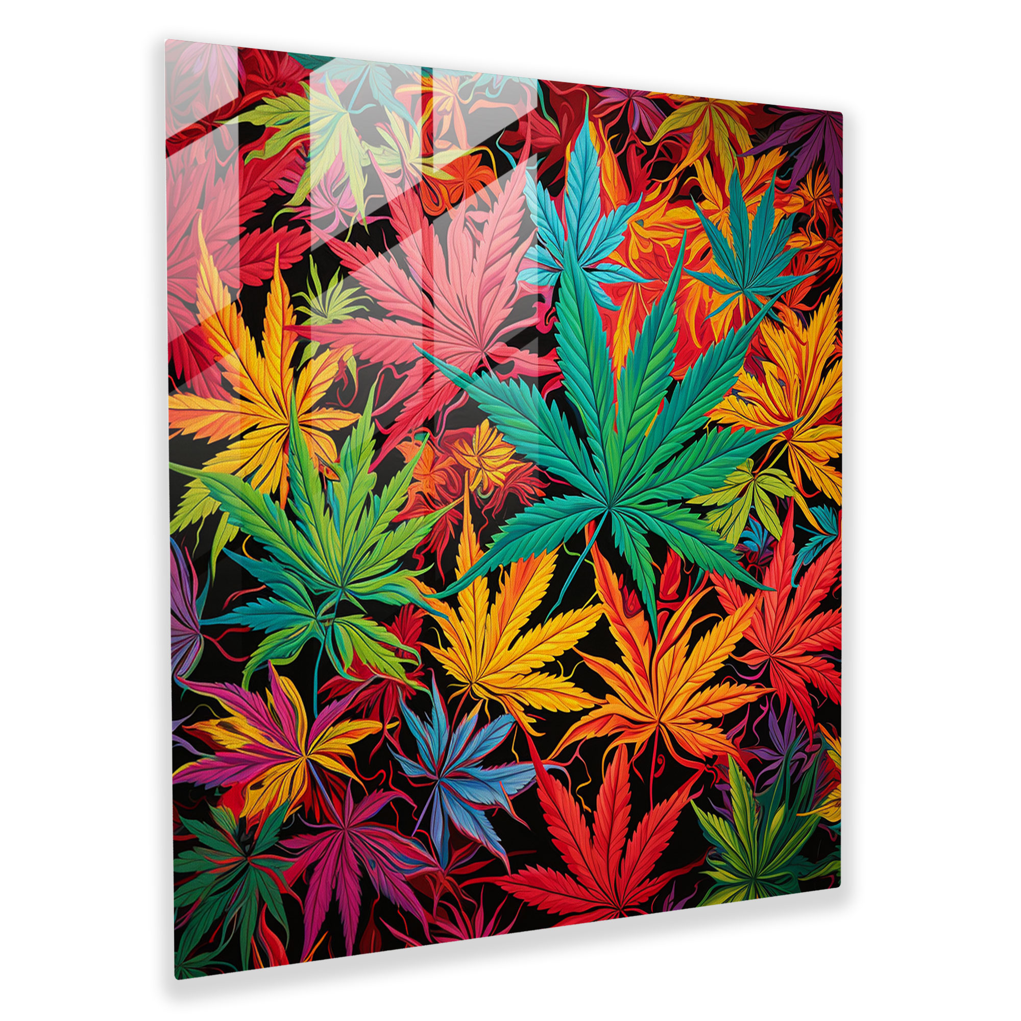 Pop Cannabis Glass Baskı - Ot Cannabis Yaprakları Cam Baskı
