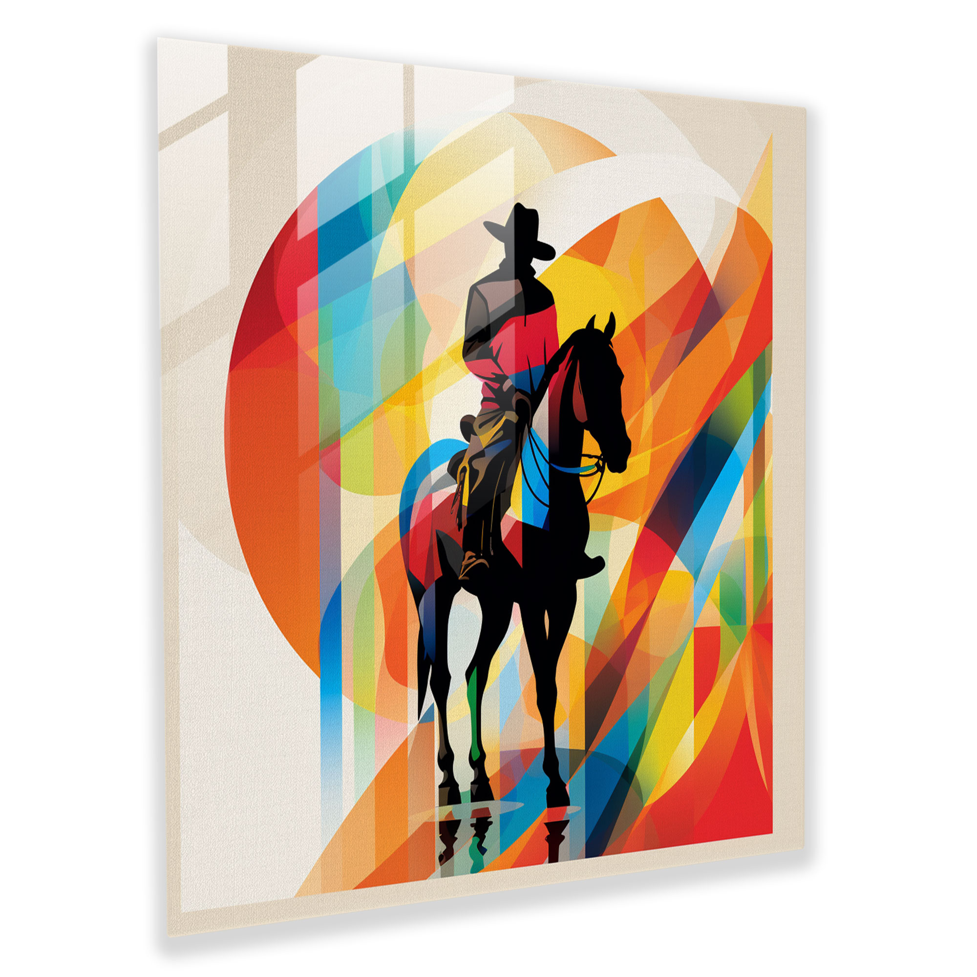 Moderne Geometrie Glasbild - Cowboy Silhouette