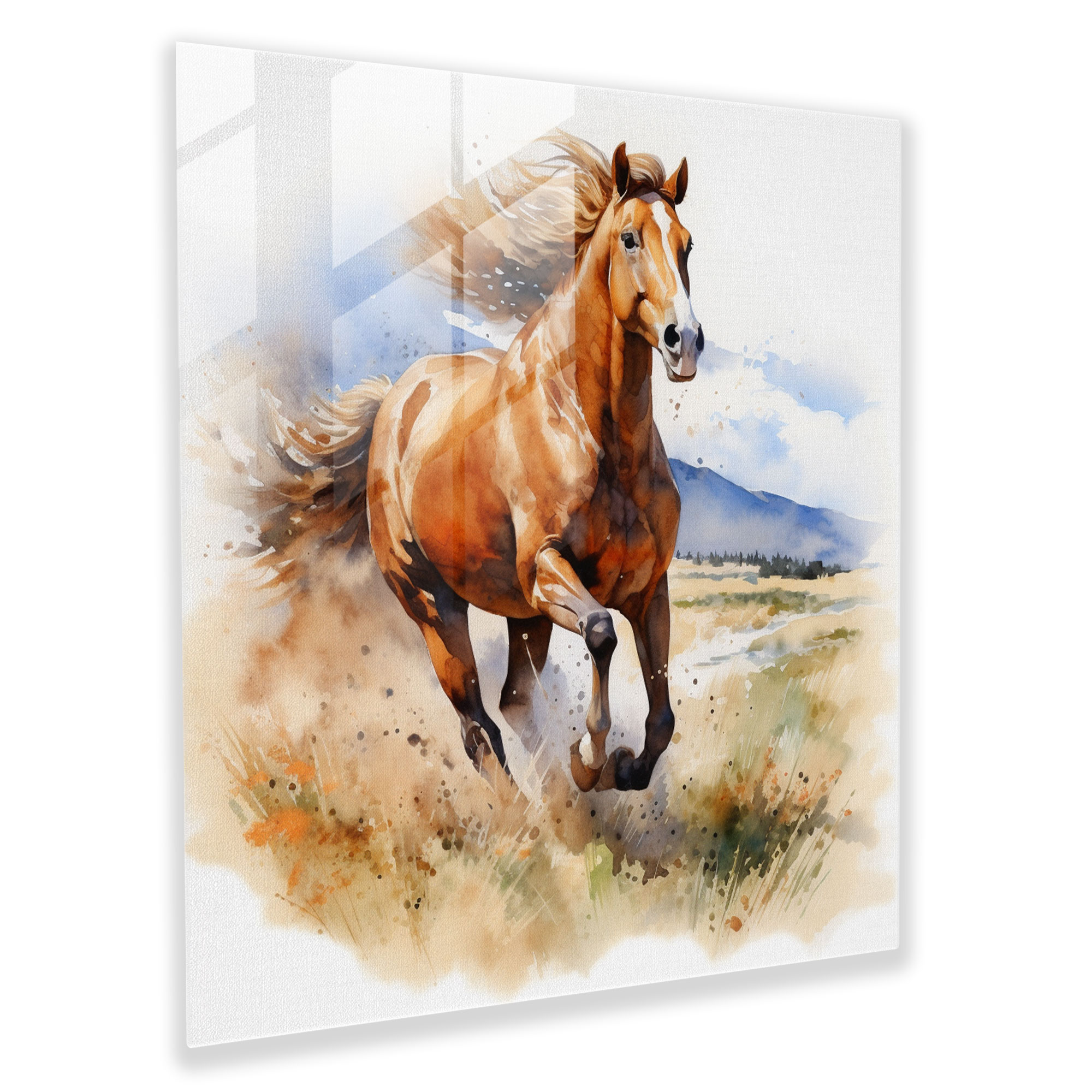 Eleganz Flüsterndes Glasbild - Das majestätisch galoppierende Pferd Glas Wandkunst