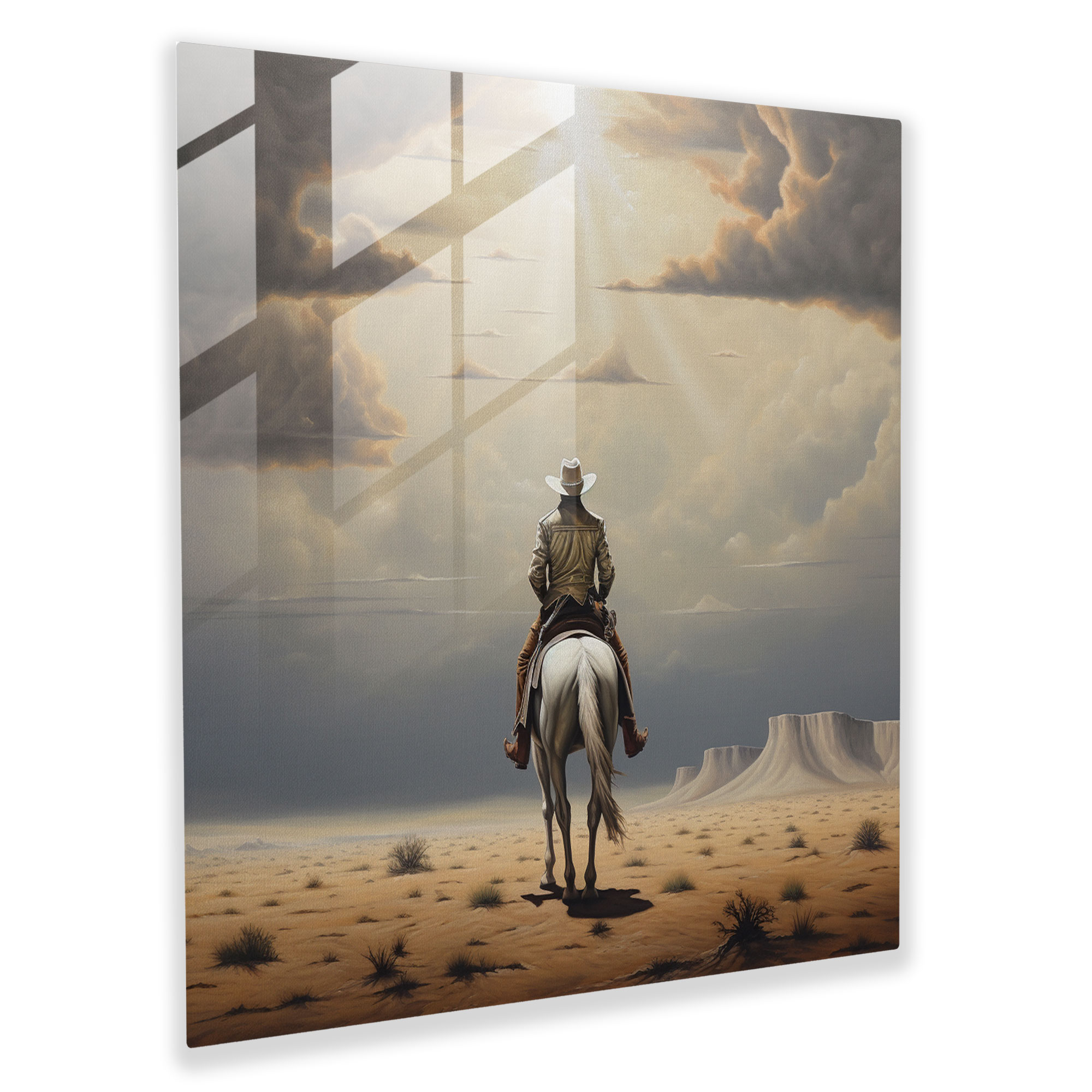 Elegantes Renaissance Cowboy Glasbild Wanddekoration
