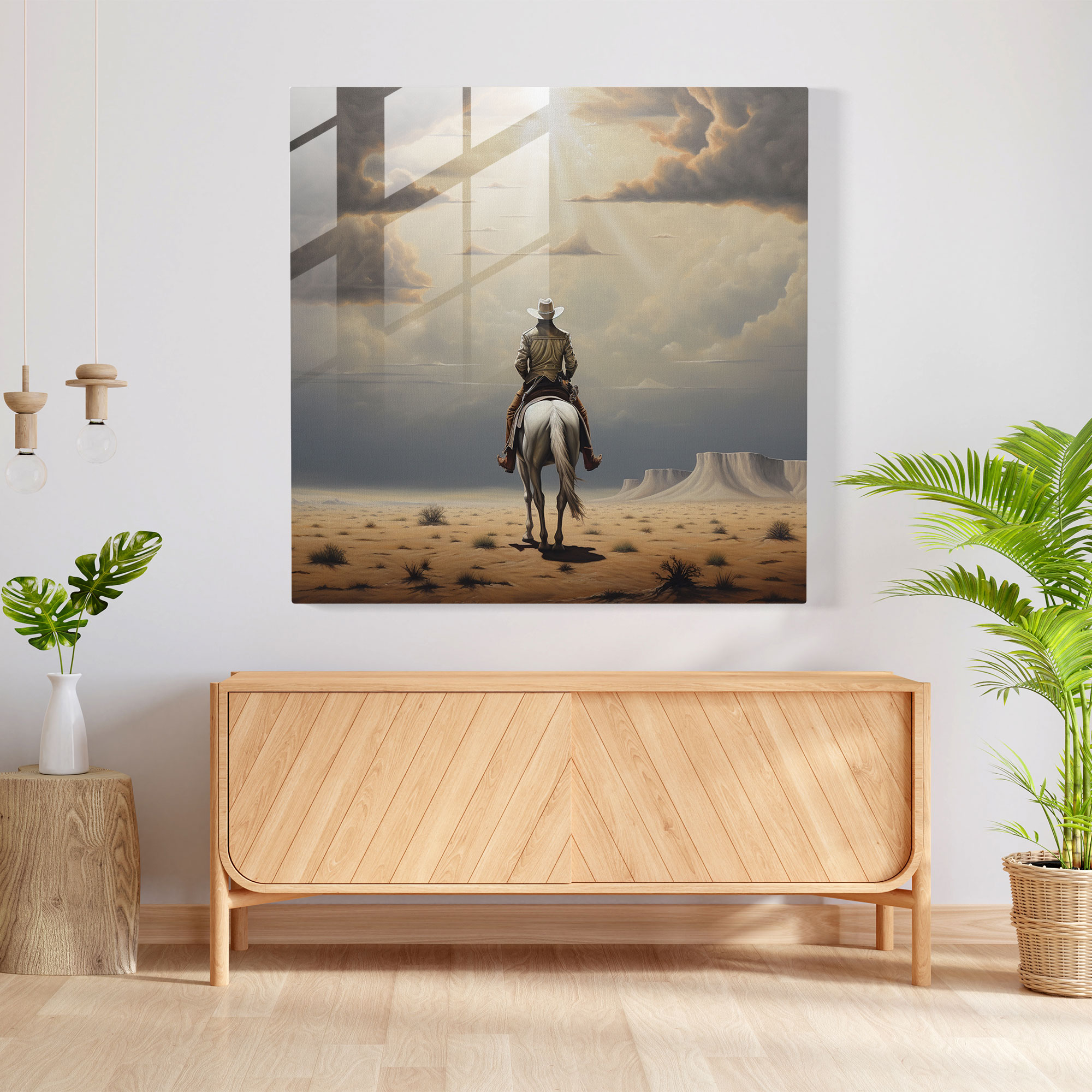 Elegantes Renaissance Cowboy Glasbild Wanddekoration
