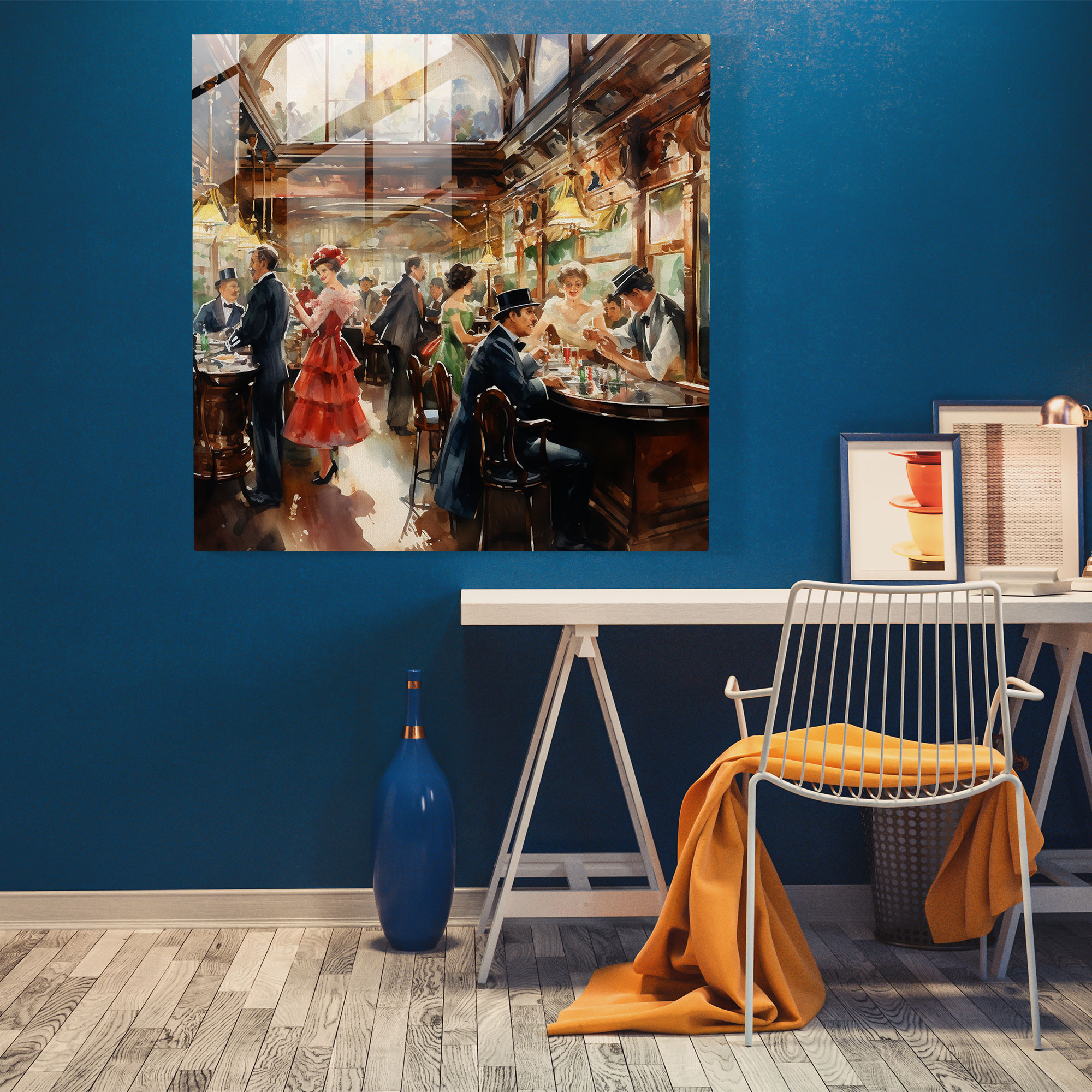 Lebendiges Impressionisten Saloon Glas Wandkunst Dekoration