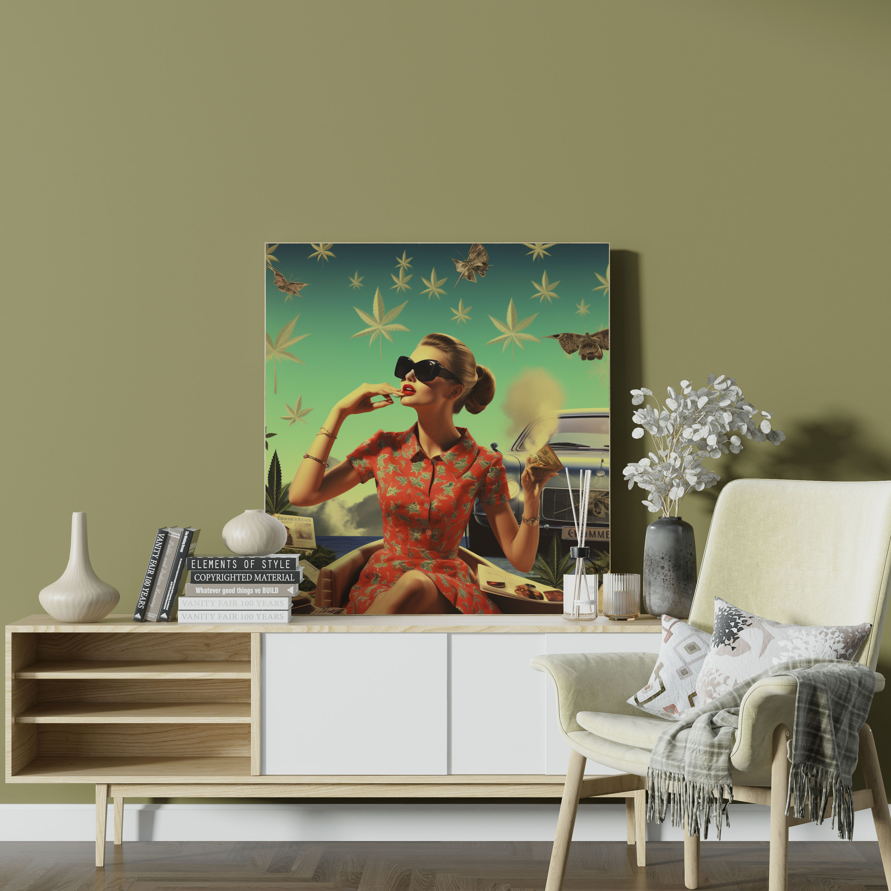 Weed Wall Decoration - Retro Collage Canvas Print - Weed, Vintage, Collage, Canvas Wall Art