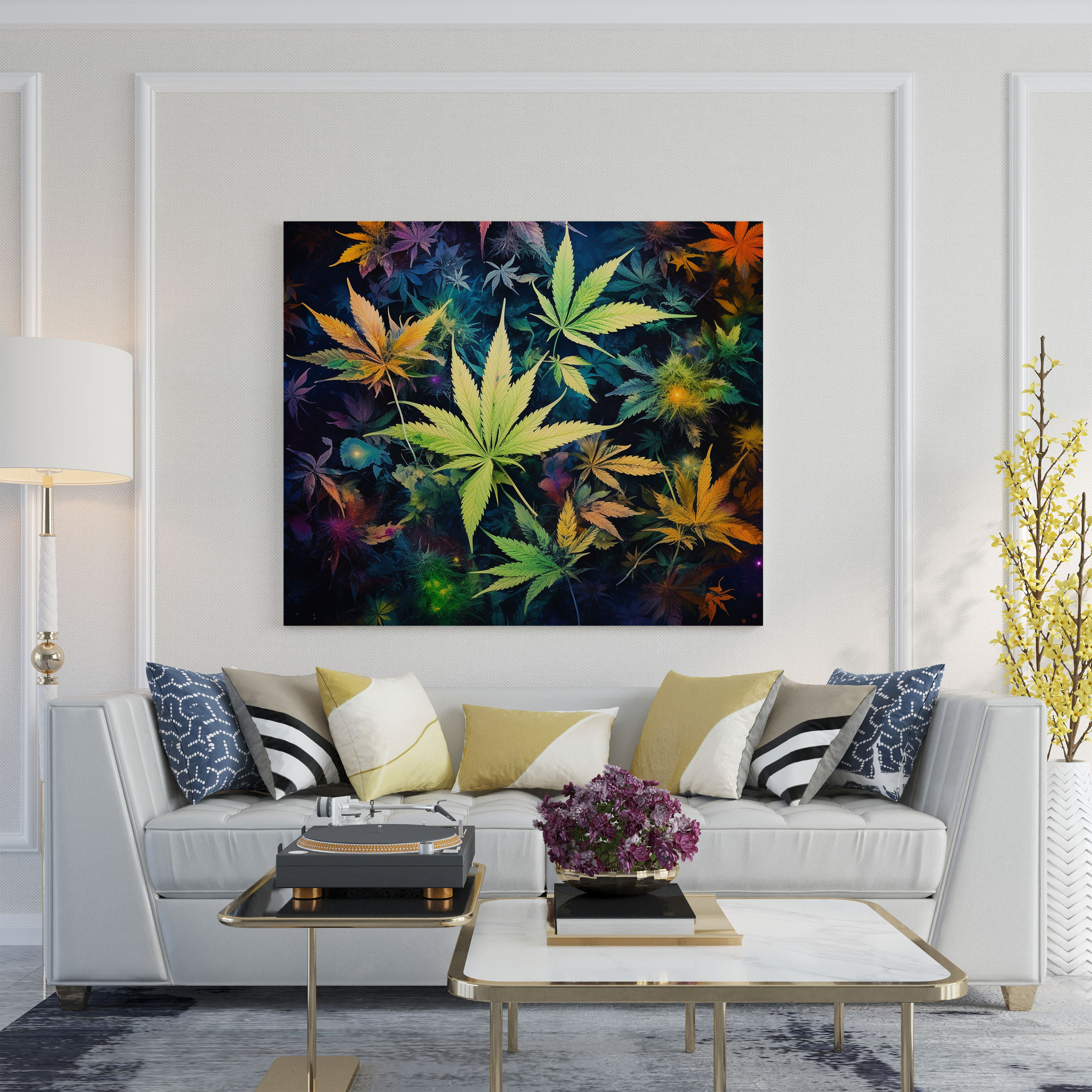 Weed Wall Decoration - Abstract Marijuana Leaves Canvas Print - Weed, Canvas Print, Abstract Artwork, Wall Art