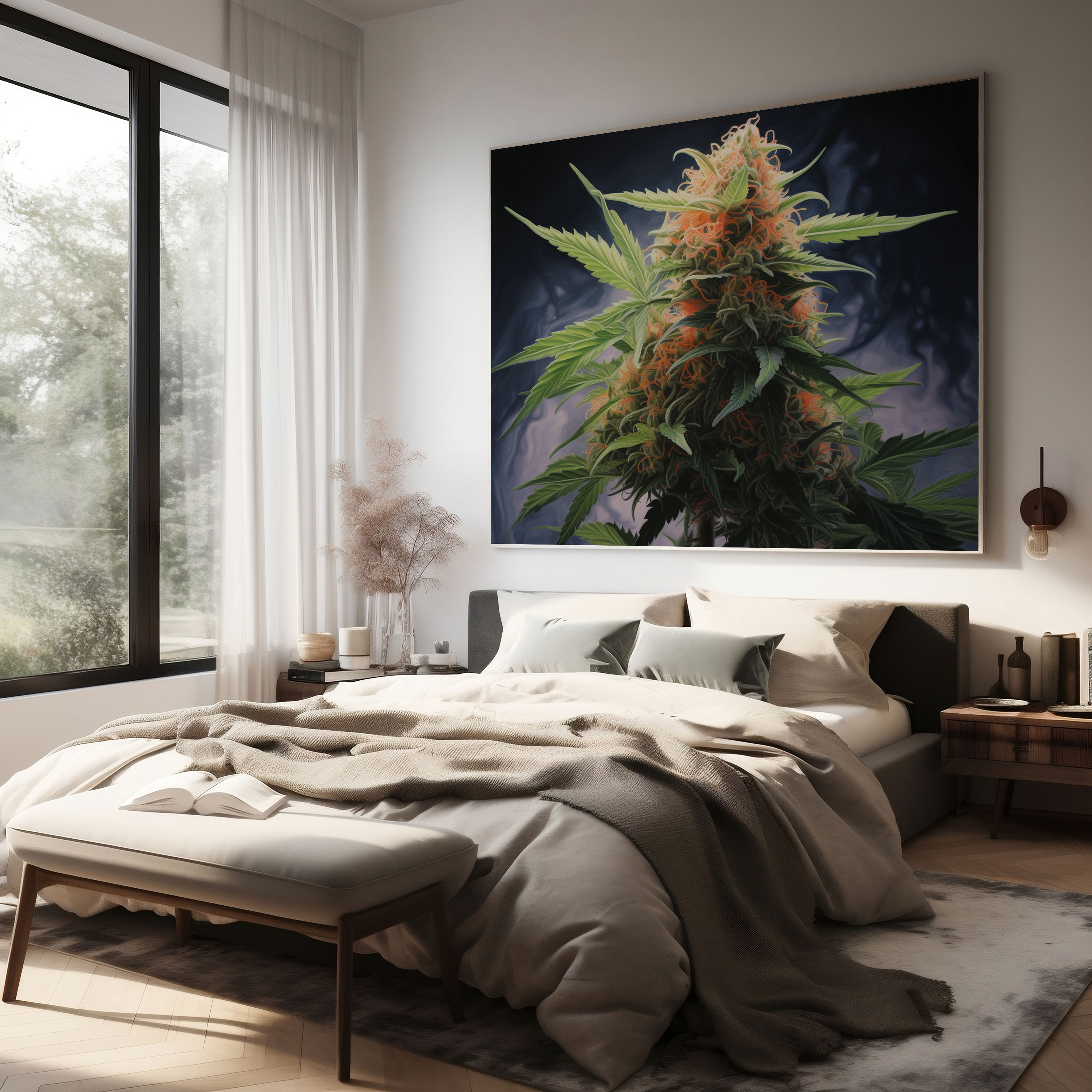 Weed Canvas Print - Realistic Marijuana Bud Wall Art - Weed, Canvas Print, Close-Up Portrait, Marijuana Bud